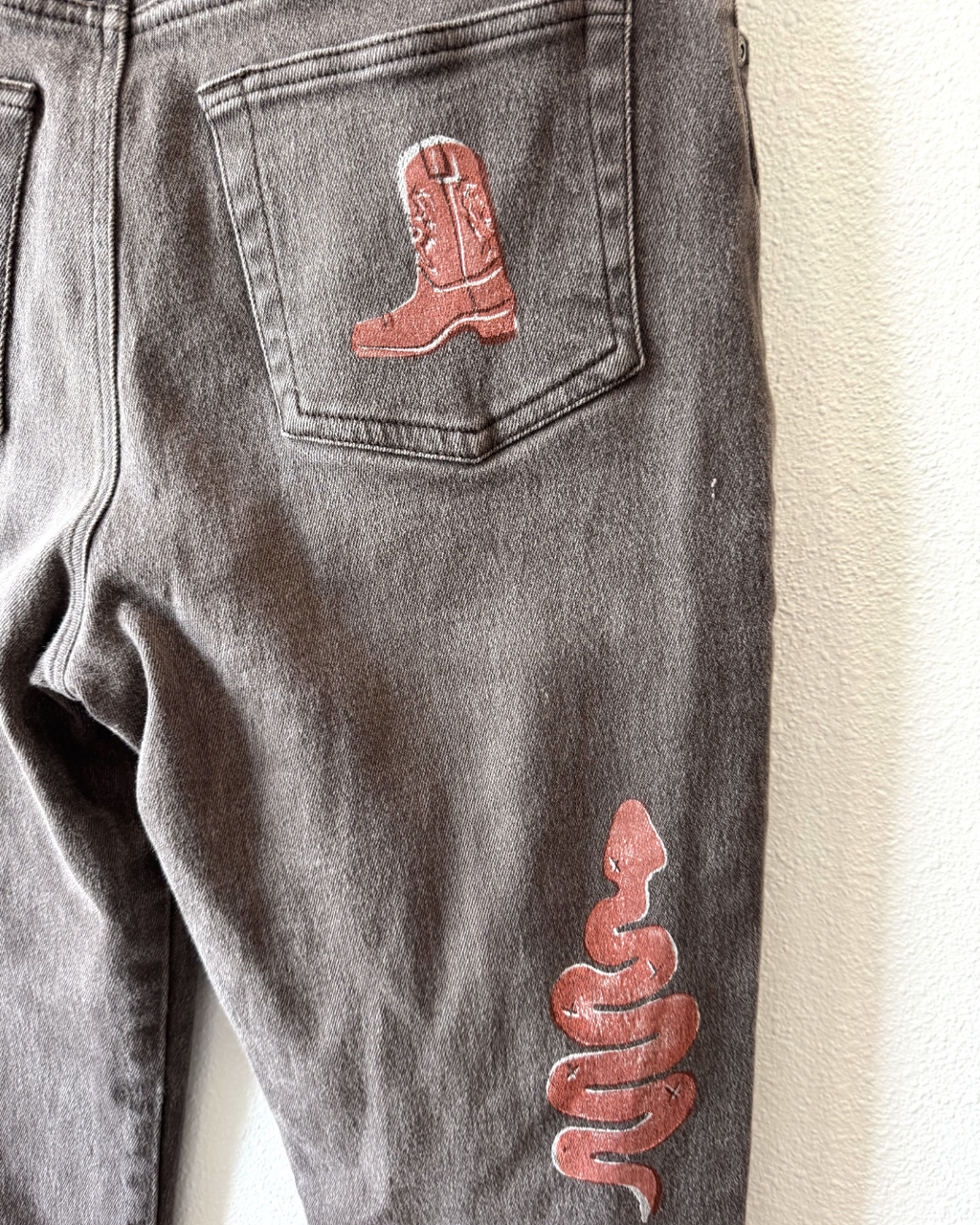 Red Patchwork Dark Denim