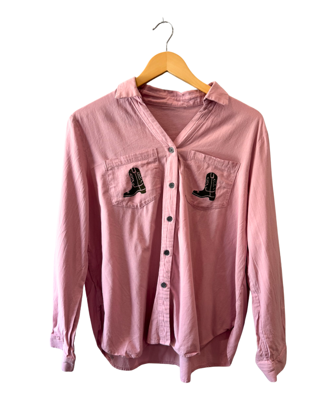 Pink Boots Button Down