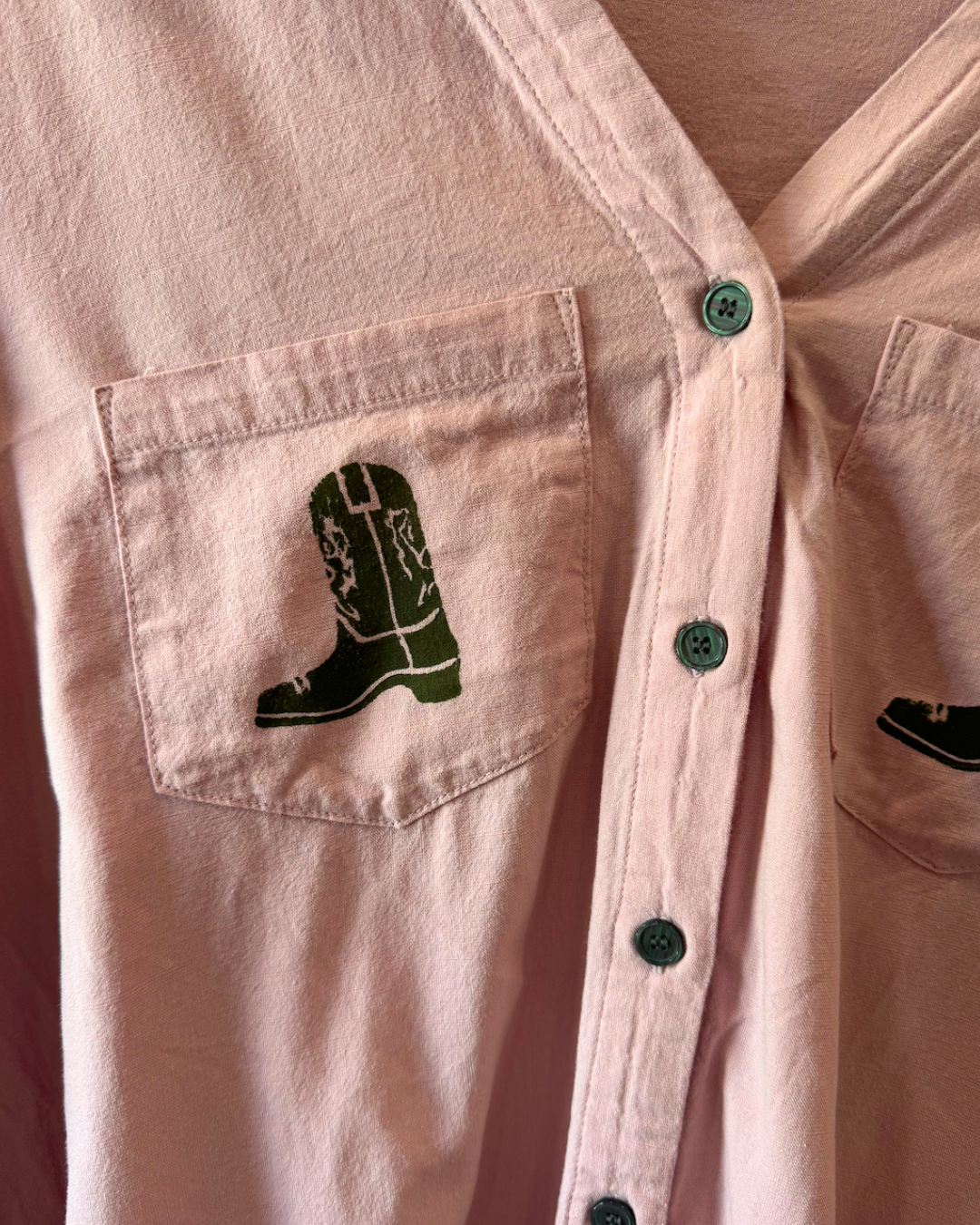 Pink Boots Button Down