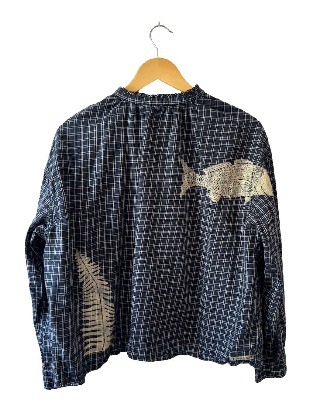 Navy Oyster Plaid Top