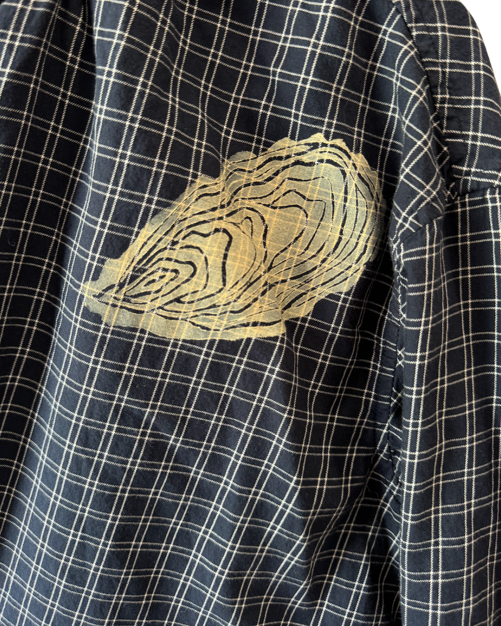 Navy Oyster Plaid Top