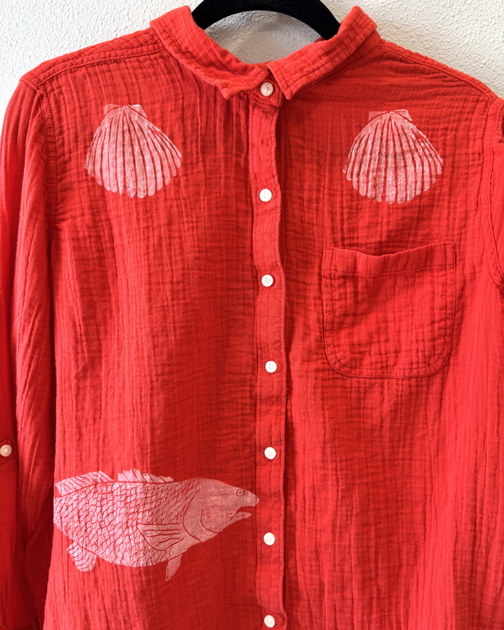 Red Bar Button Down