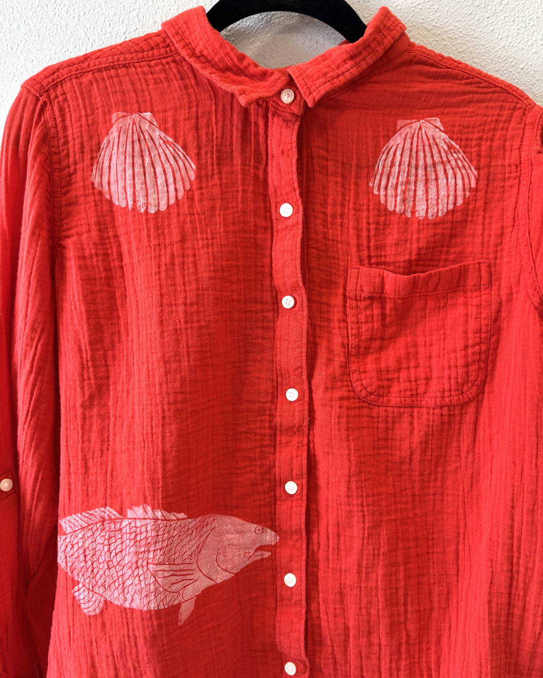 Red Bar Button Down