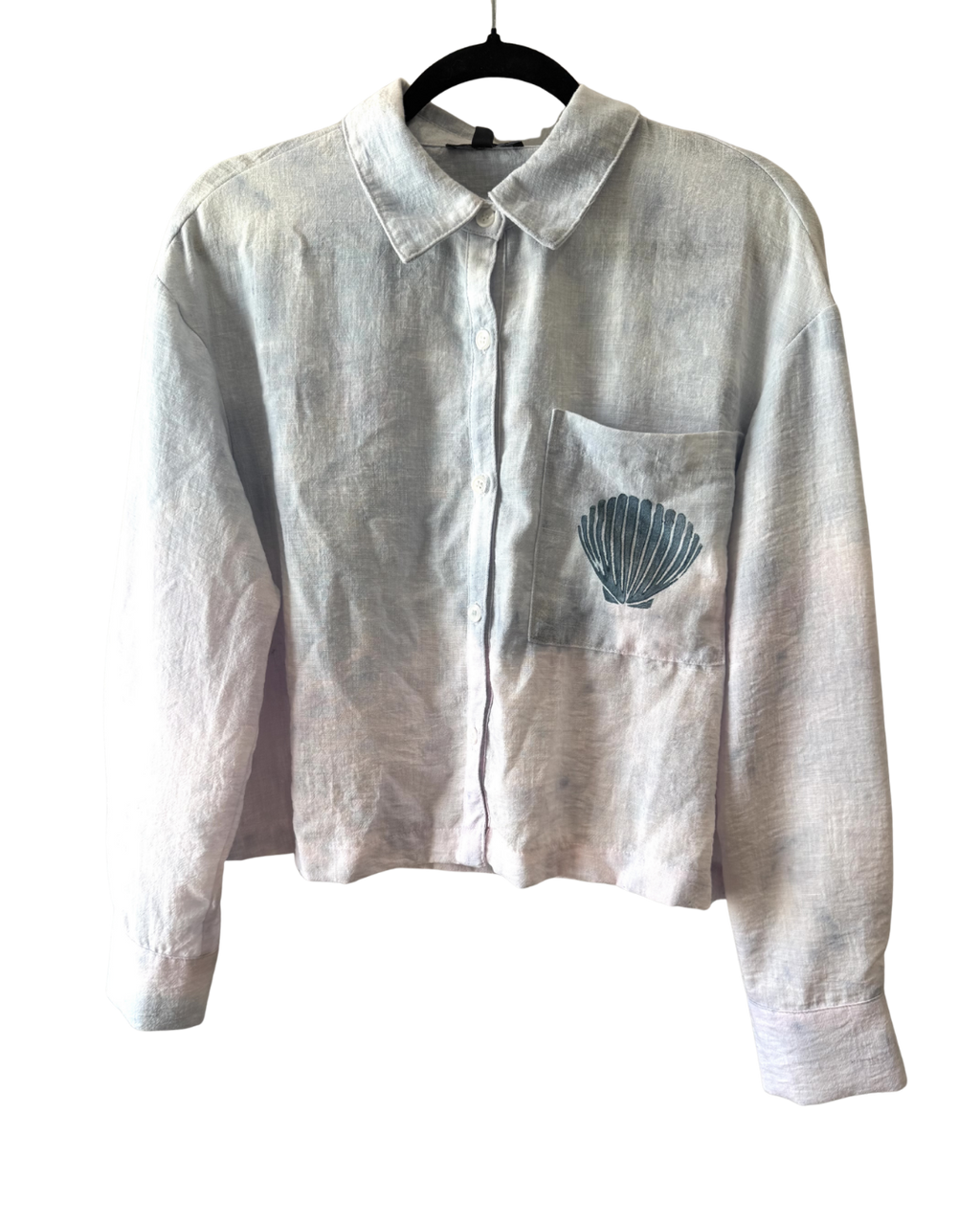Cropped Sky Button Down