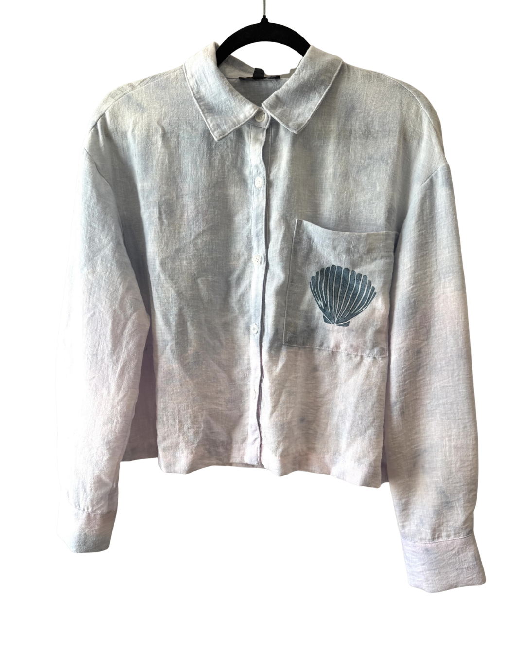 Cropped Sky Button Down