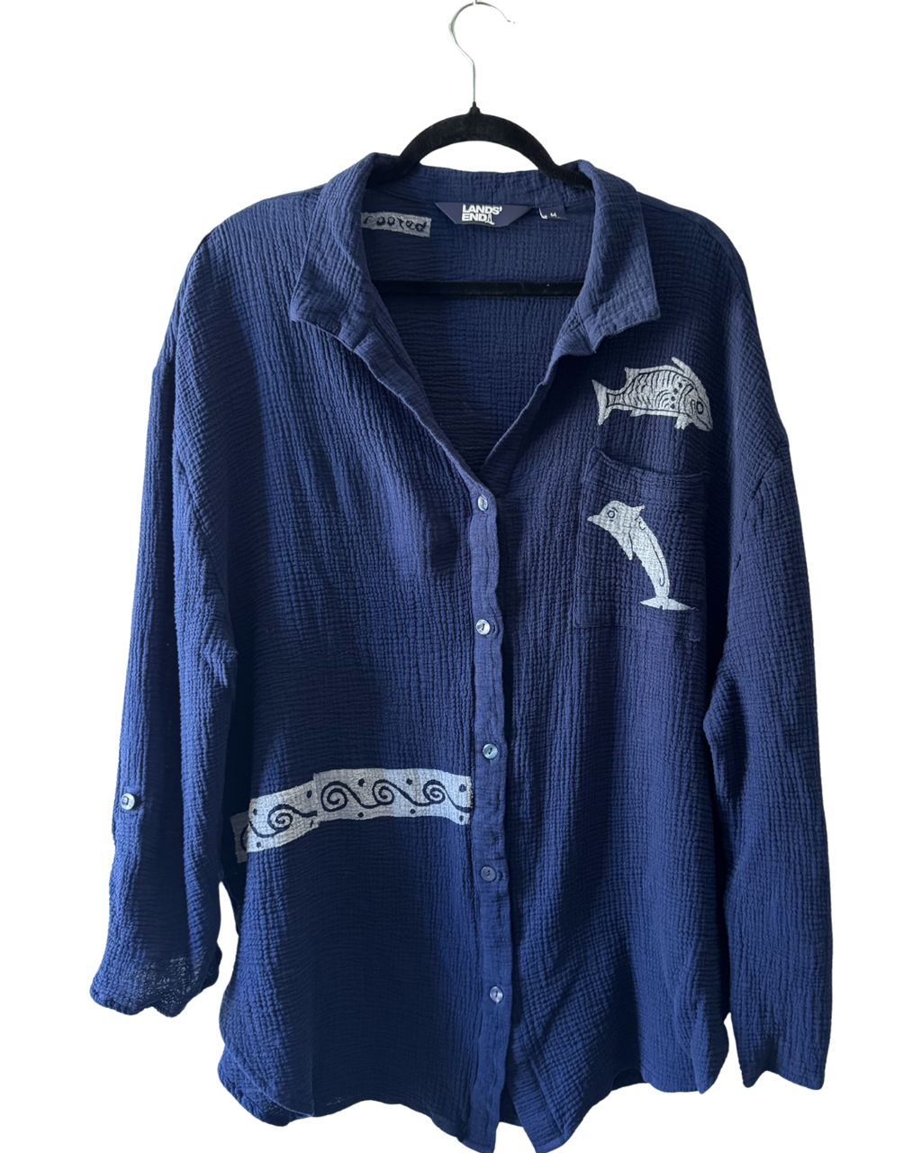 Navy Greece Button Down