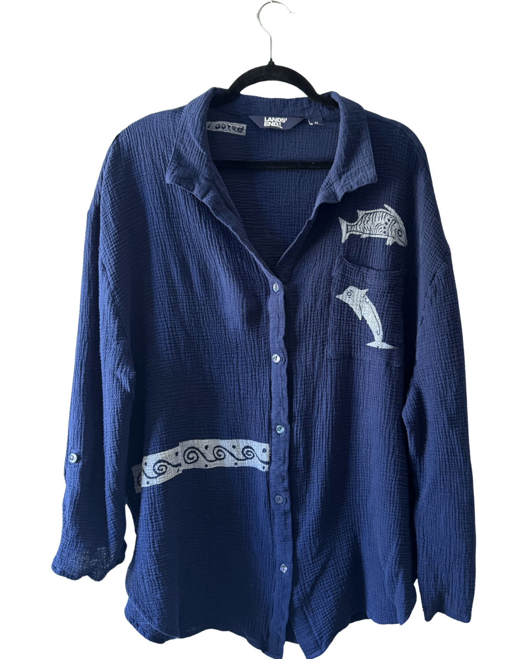 Navy Greece Button Down