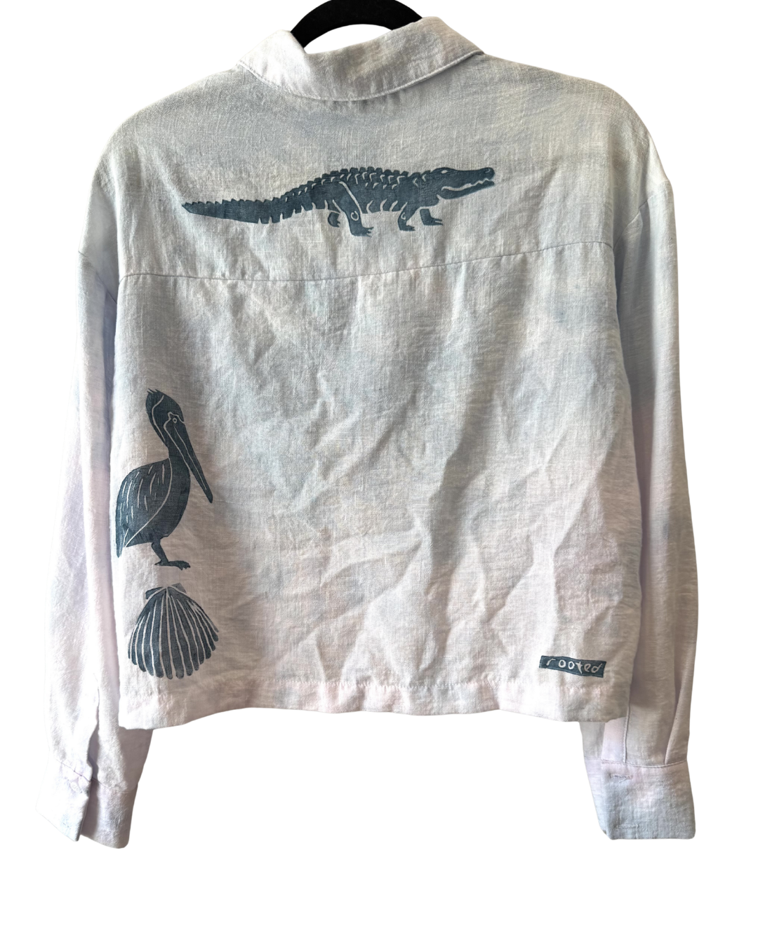 Cropped Sky Button Down