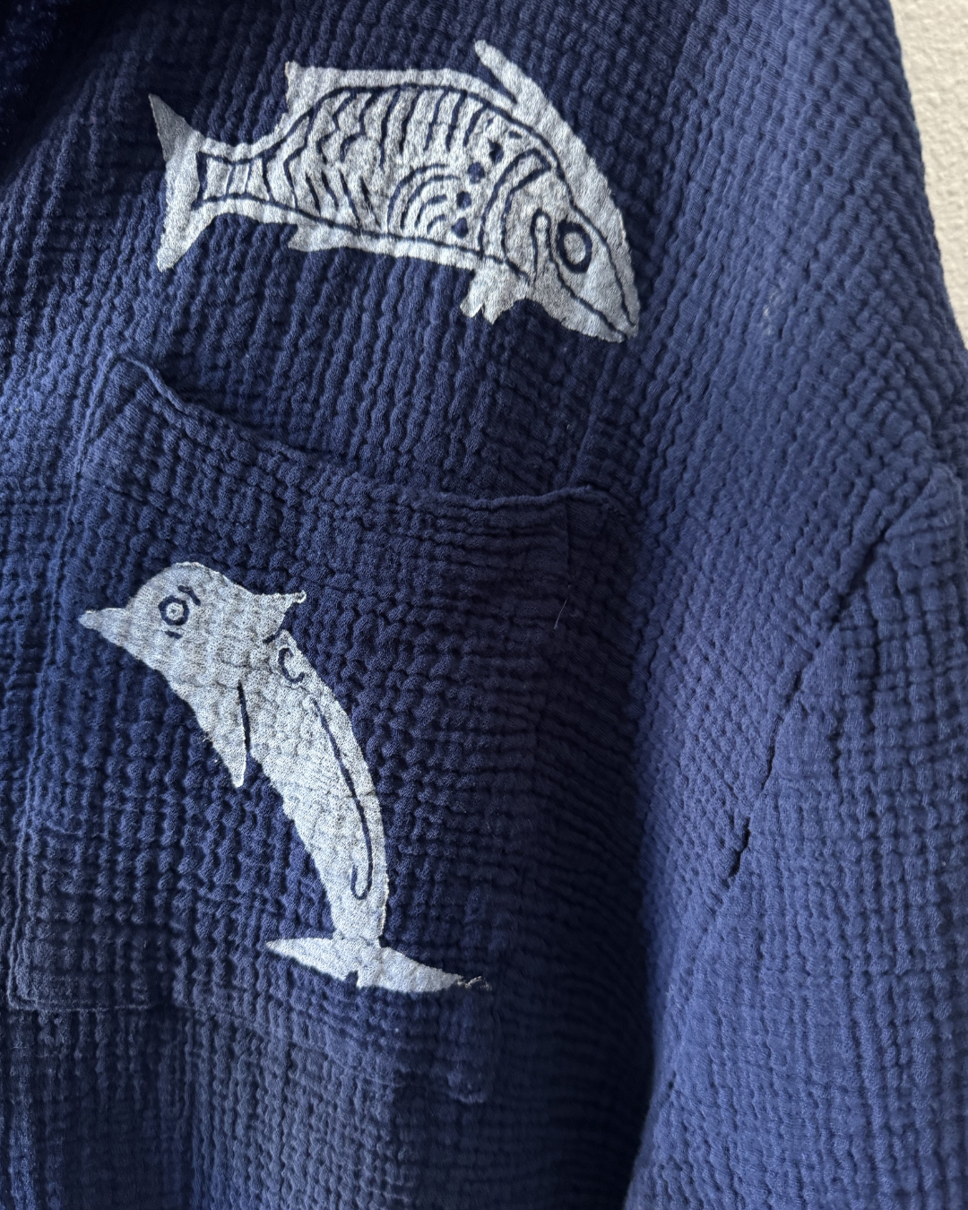 Navy Greece Button Down