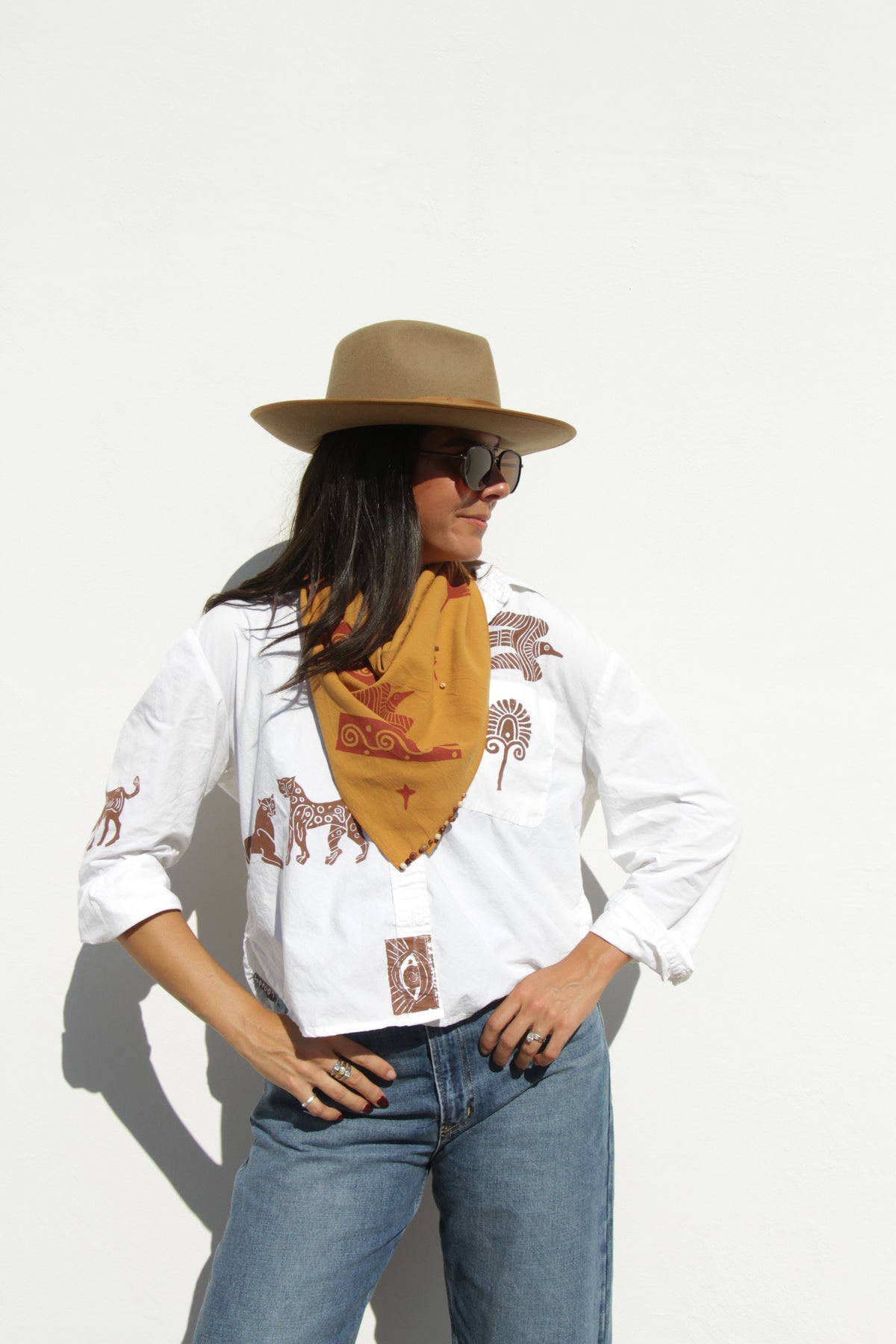 Mustard Yellow Bandana: Fire Bird