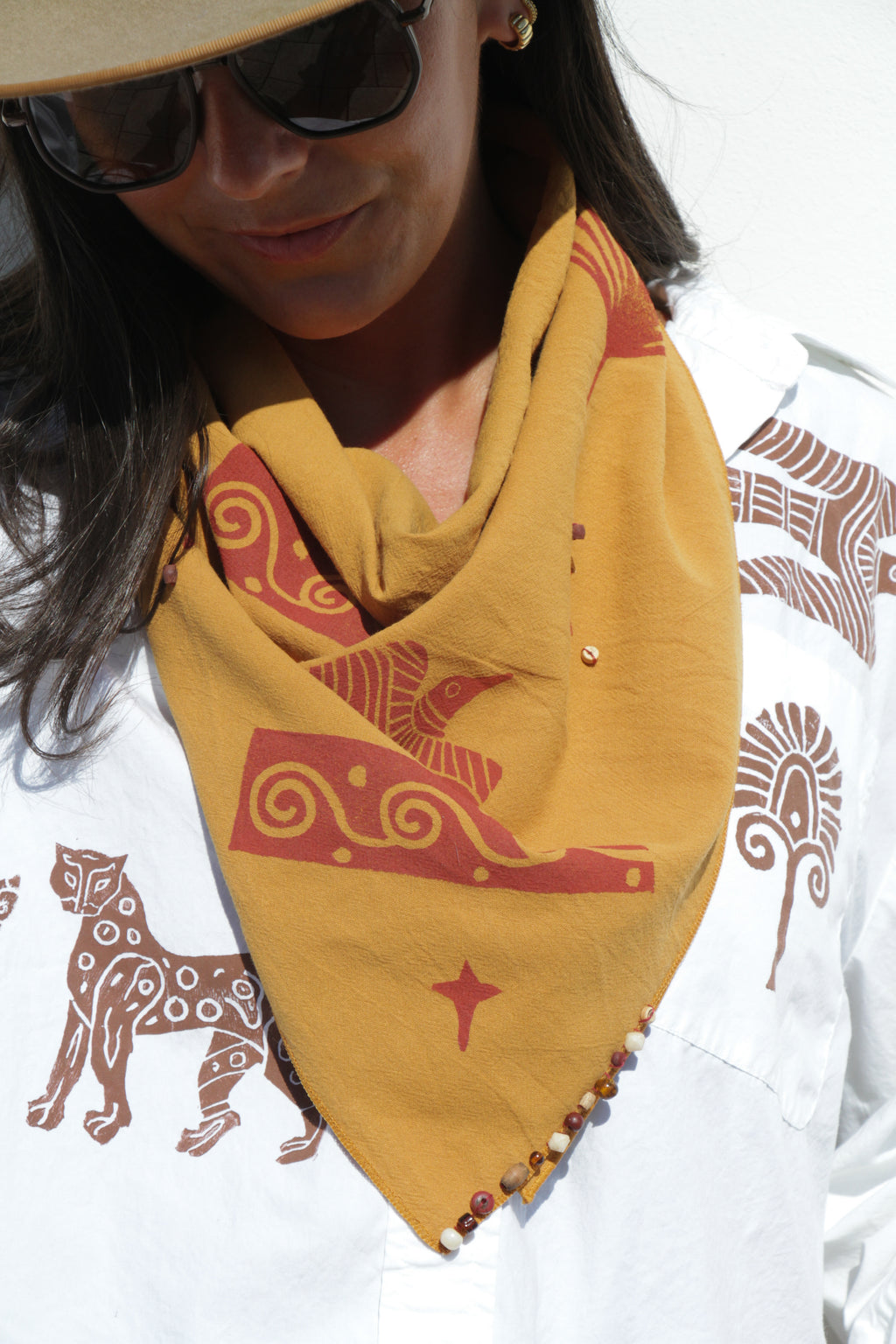 Mustard Yellow Bandana: Fire Bird