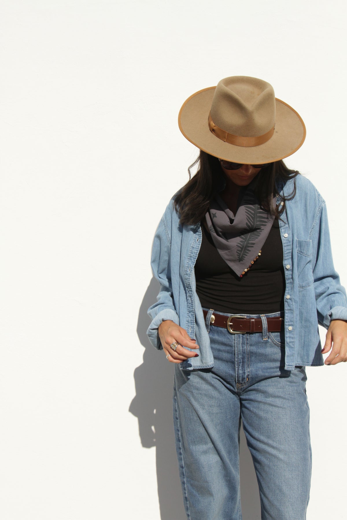 Dusty Blue Bandana: Mystic Fern