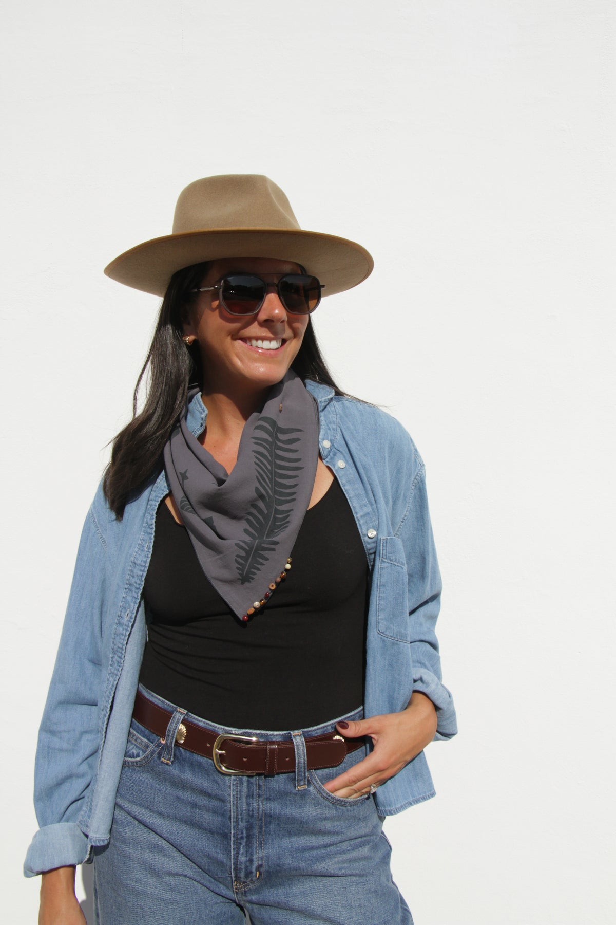 Dusty Blue Bandana: Mystic Fern