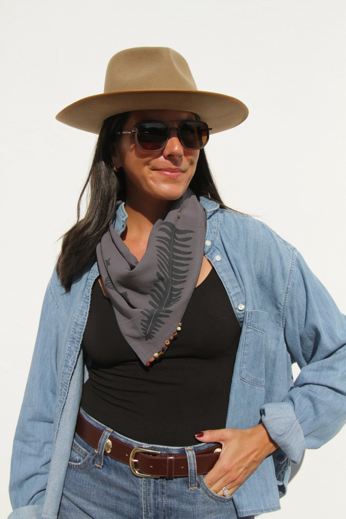 Dusty Blue Bandana: Mystic Fern