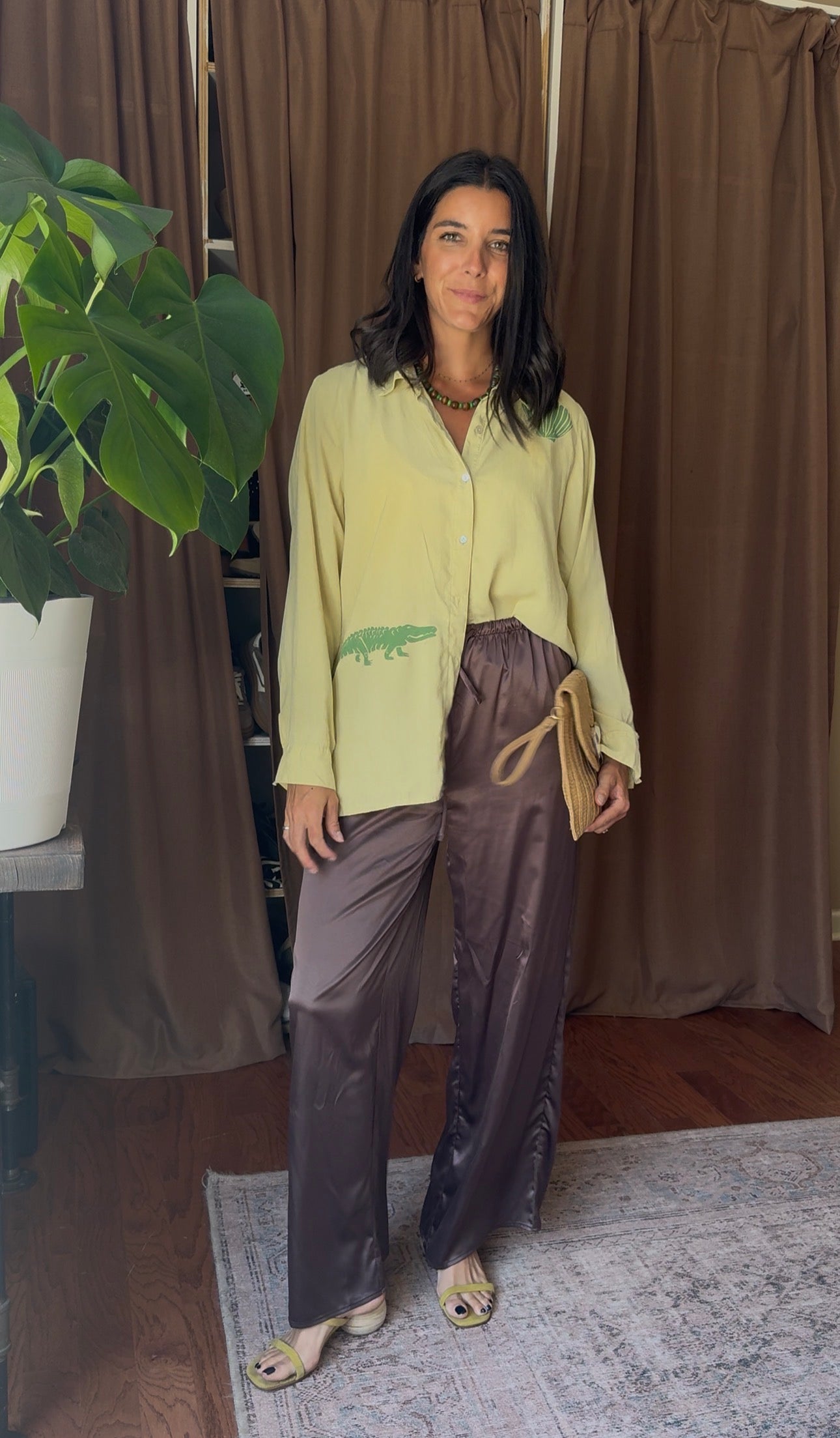 Beach Gator Silk Button Down