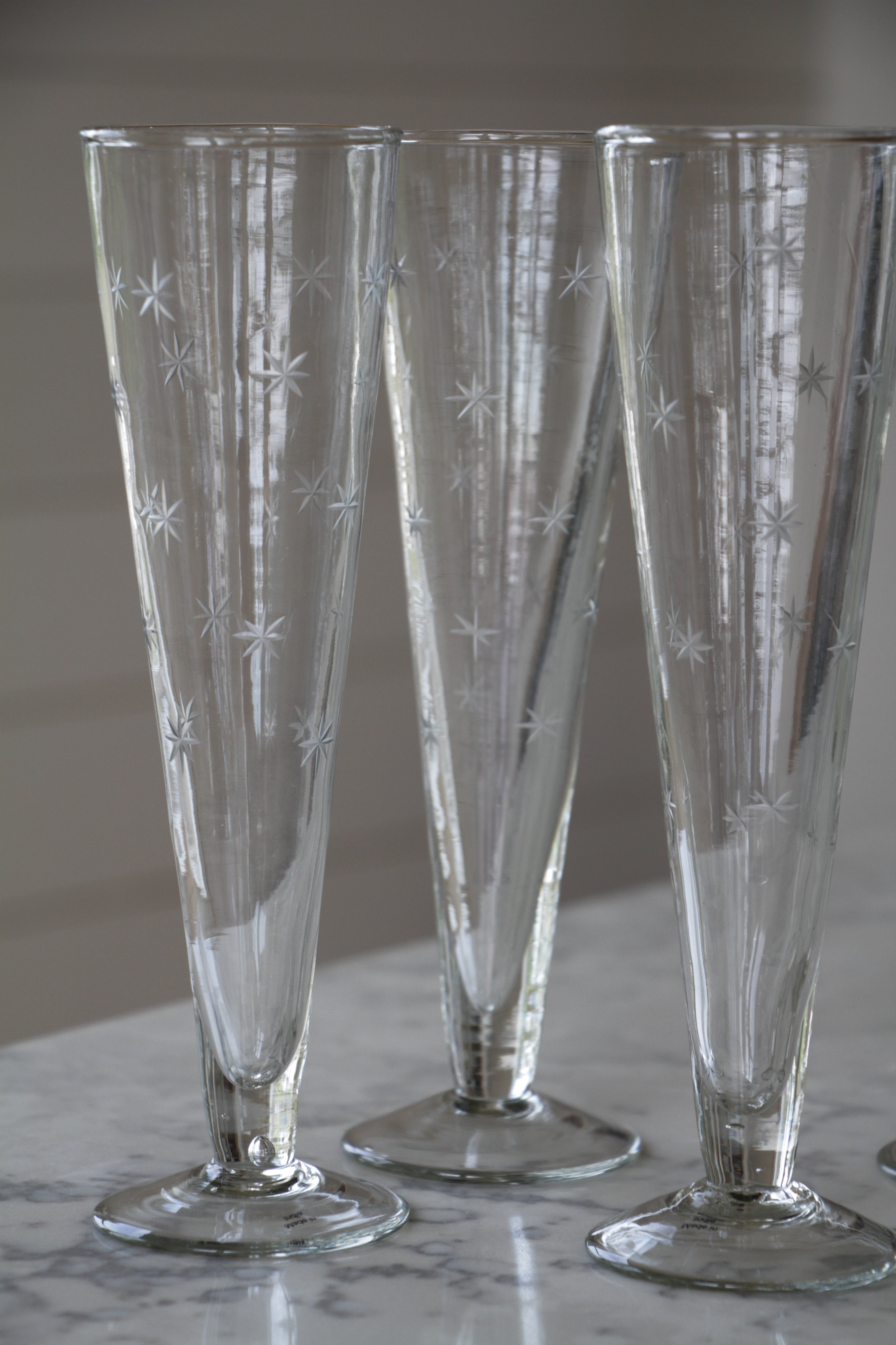Star Etched Champagne Flutes