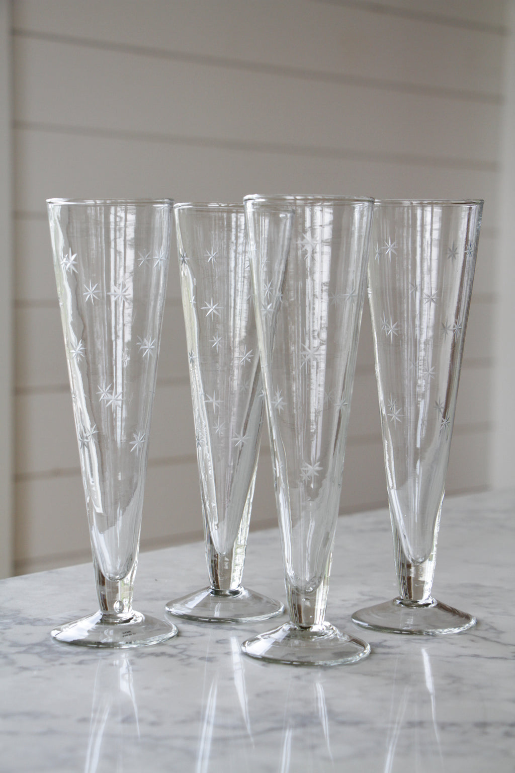 Star Etched Champagne Flutes