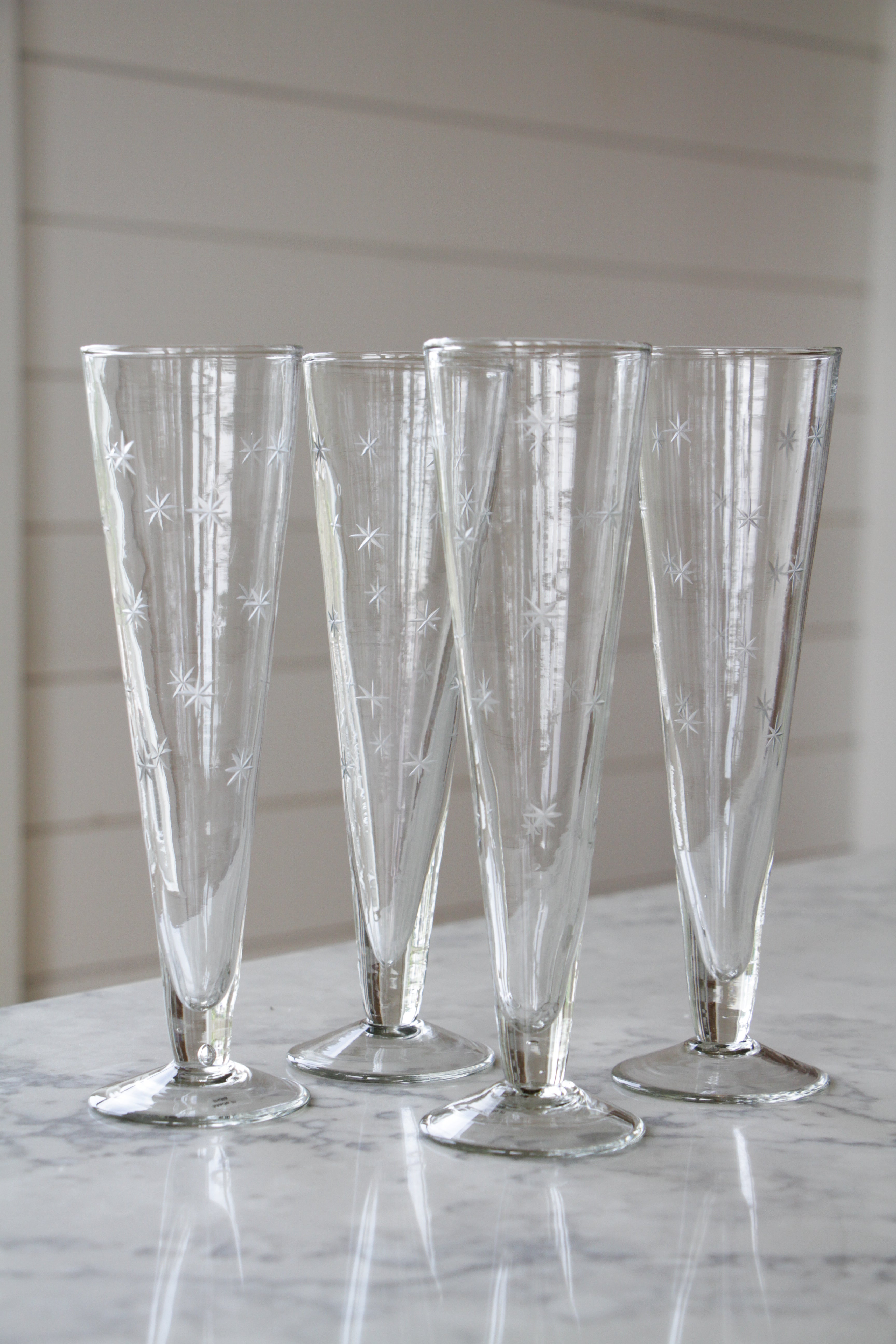 Star Etched Champagne Flutes