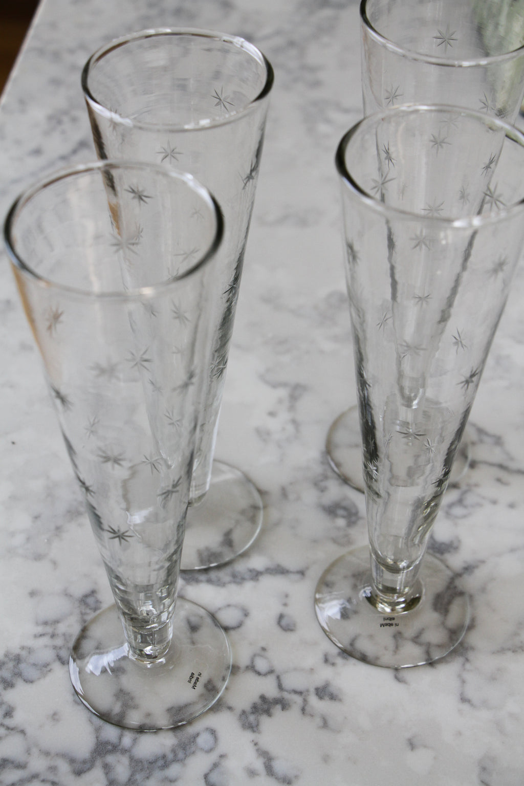 Star Etched Champagne Flutes