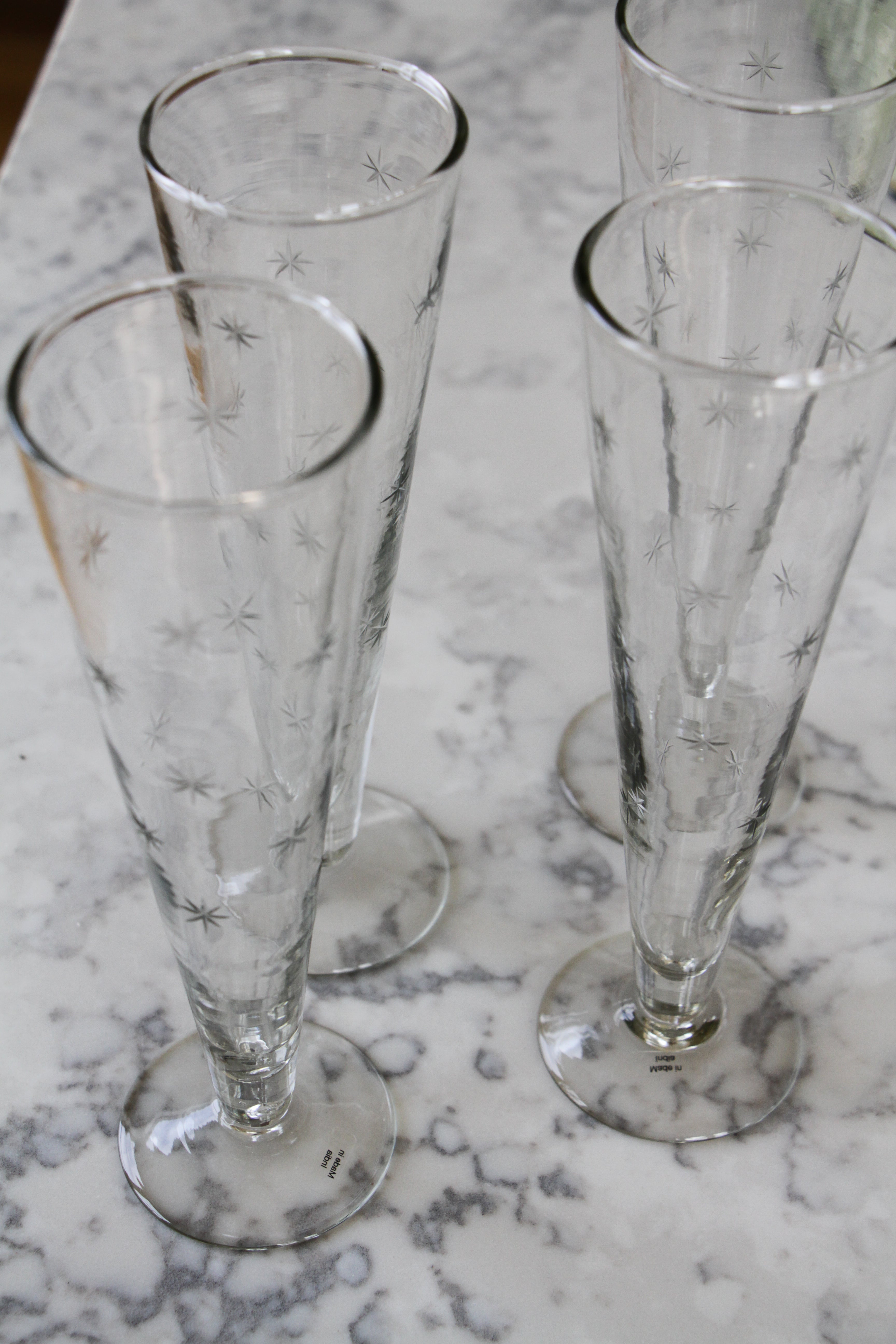 Star Etched Champagne Flutes