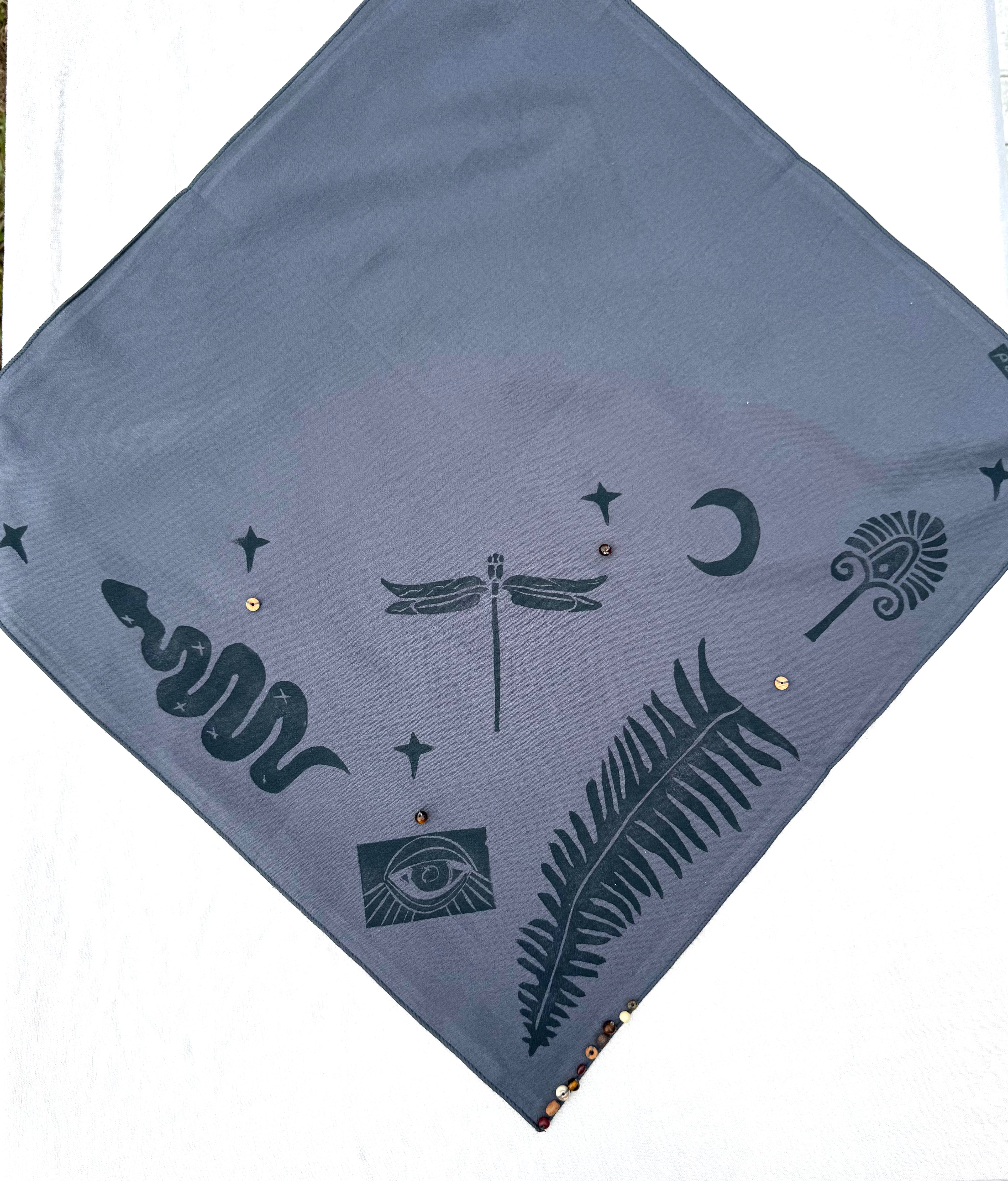 Dusty Blue Bandana: Mystic Fern