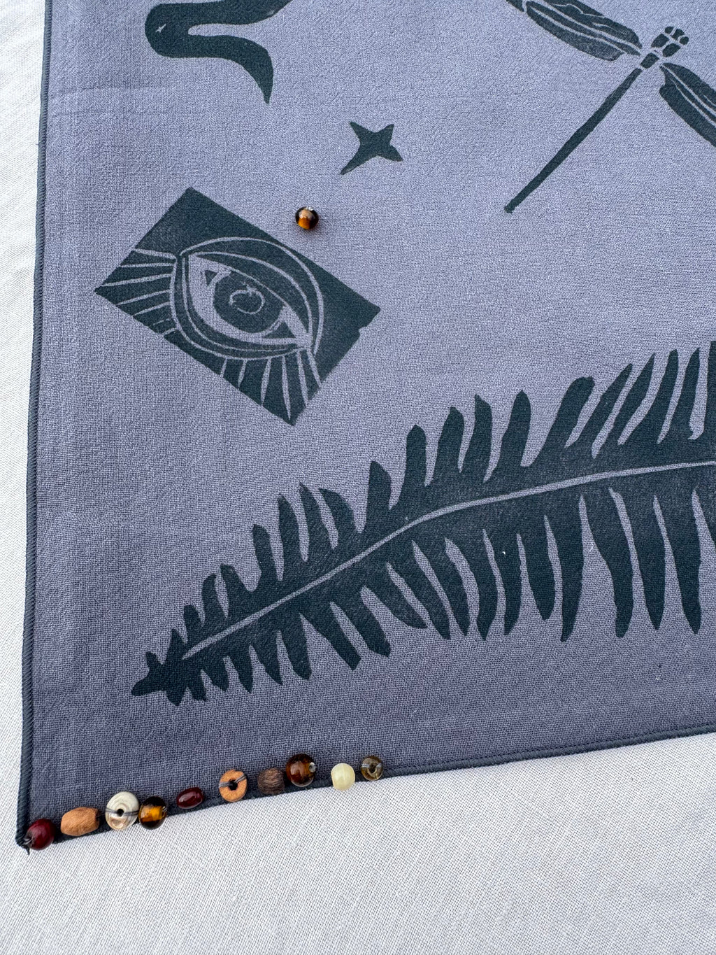 Dusty Blue Bandana: Mystic Fern