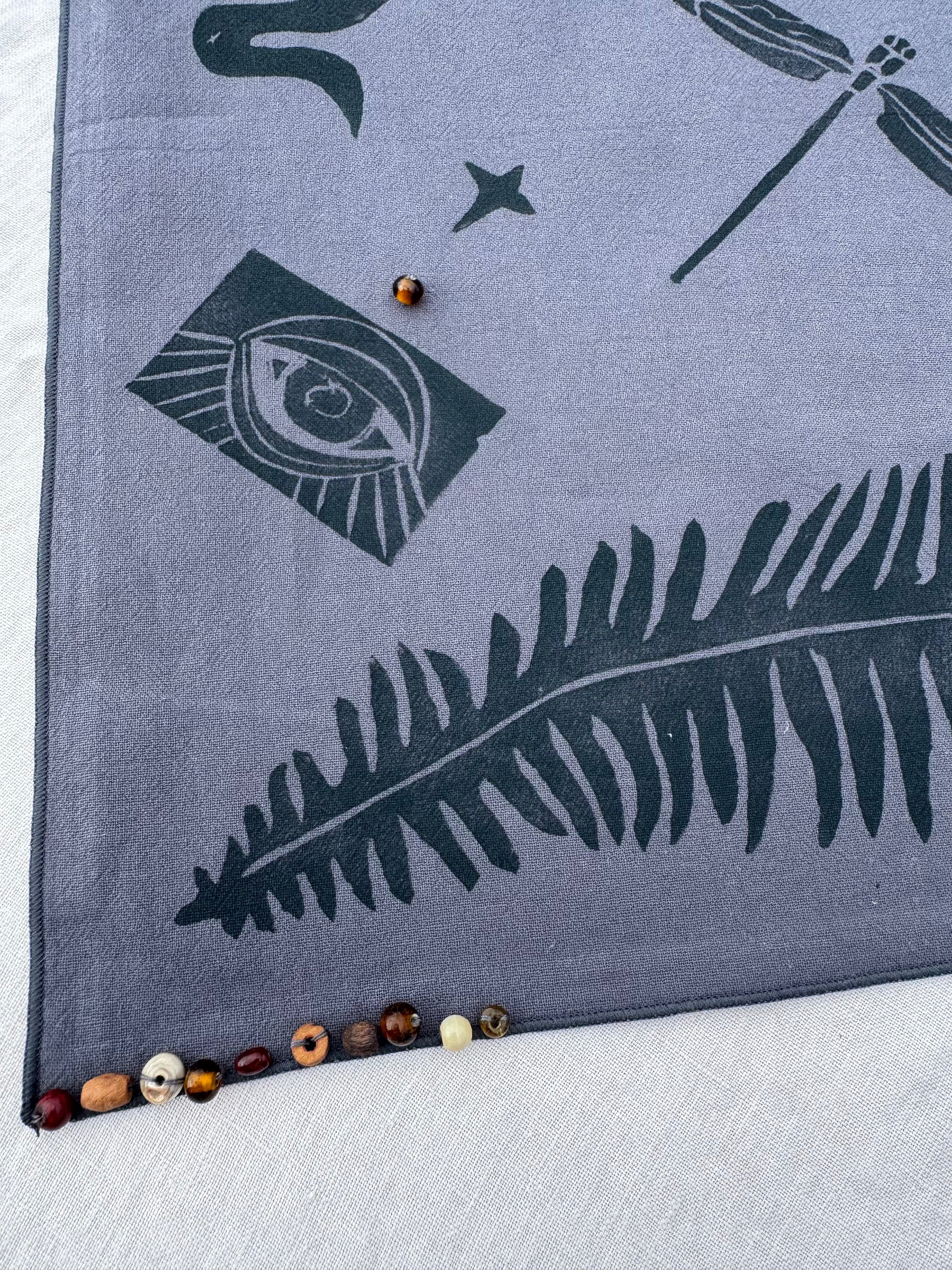 Dusty Blue Bandana: Mystic Fern