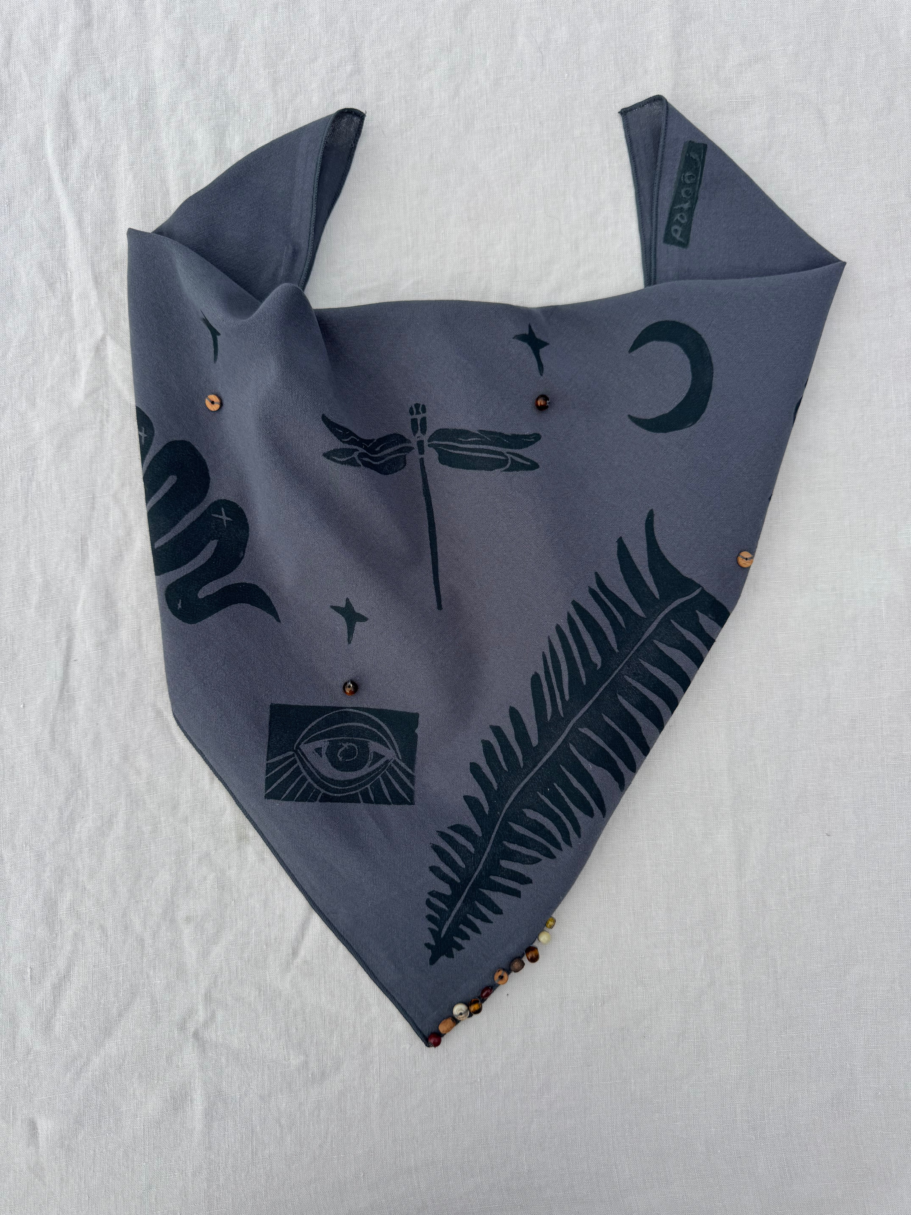Dusty Blue Bandana: Mystic Fern
