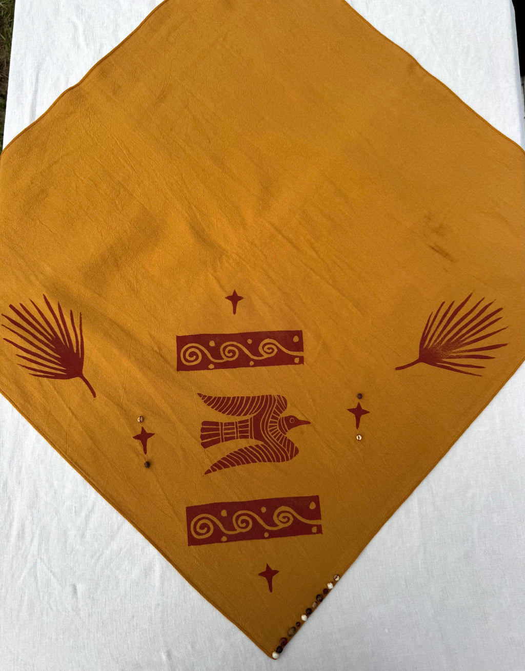 Mustard Yellow Bandana: Fire Bird