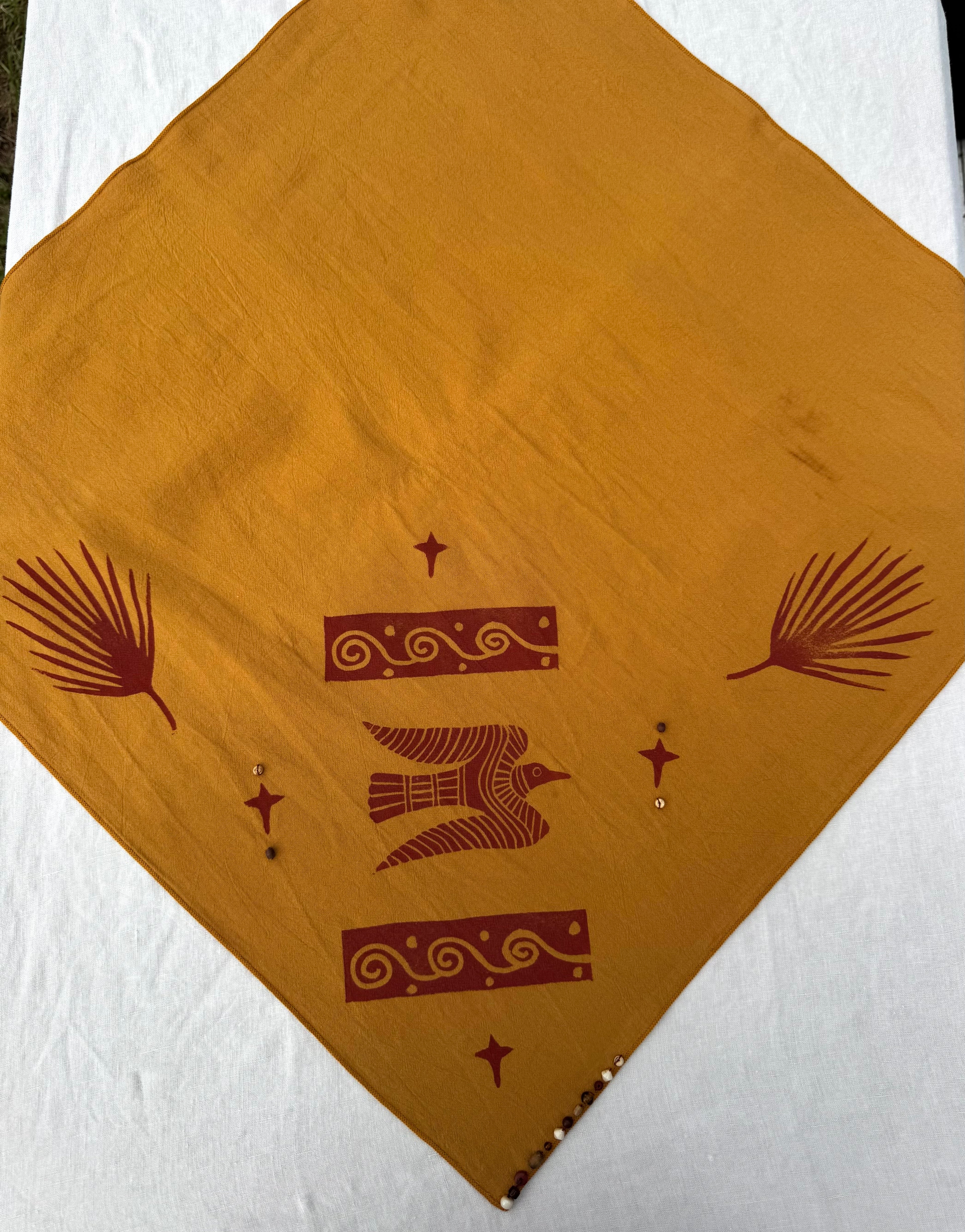 Mustard Yellow Bandana: Fire Bird