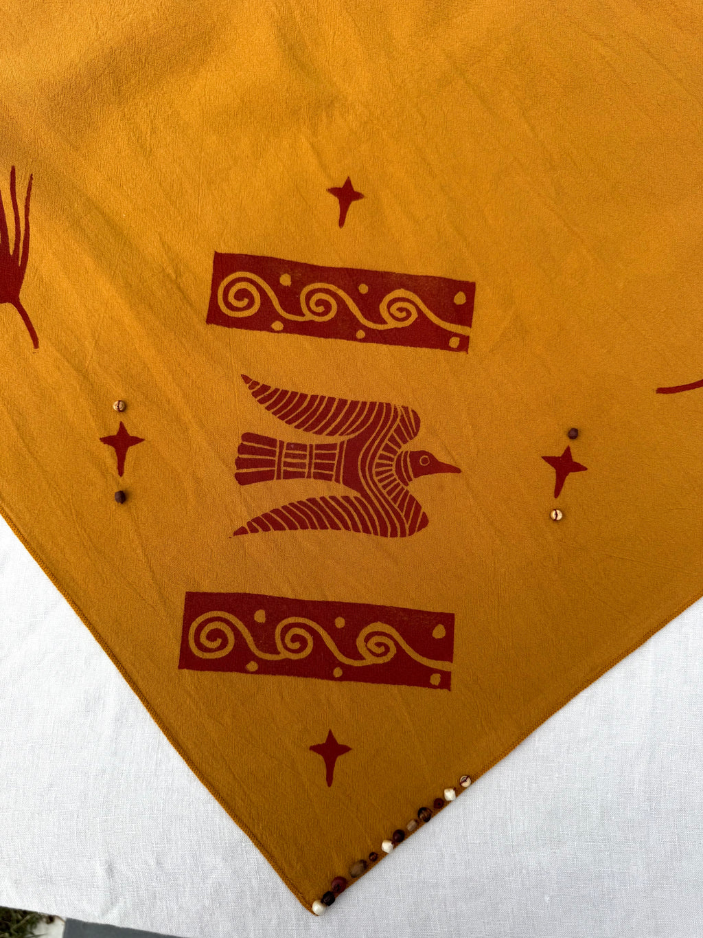 Mustard Yellow Bandana: Fire Bird