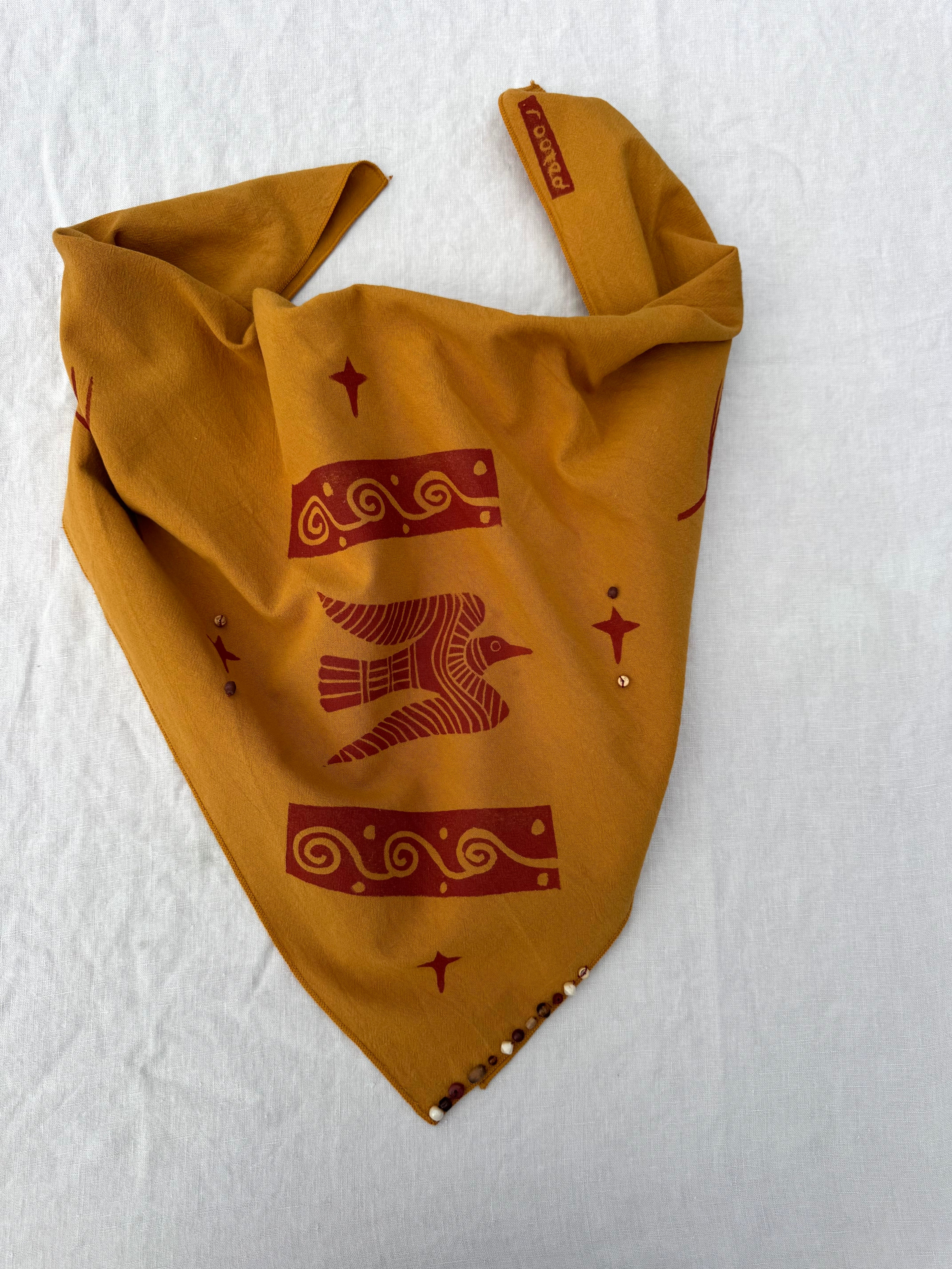 Mustard Yellow Bandana: Fire Bird