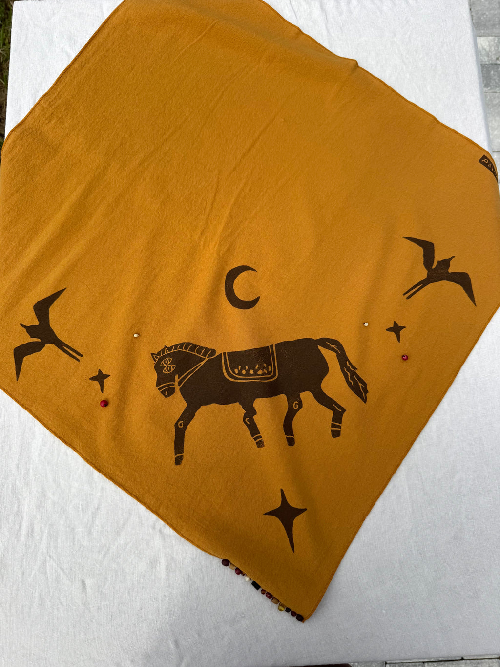 Mustard Yellow Bandana: Cosmic Horse