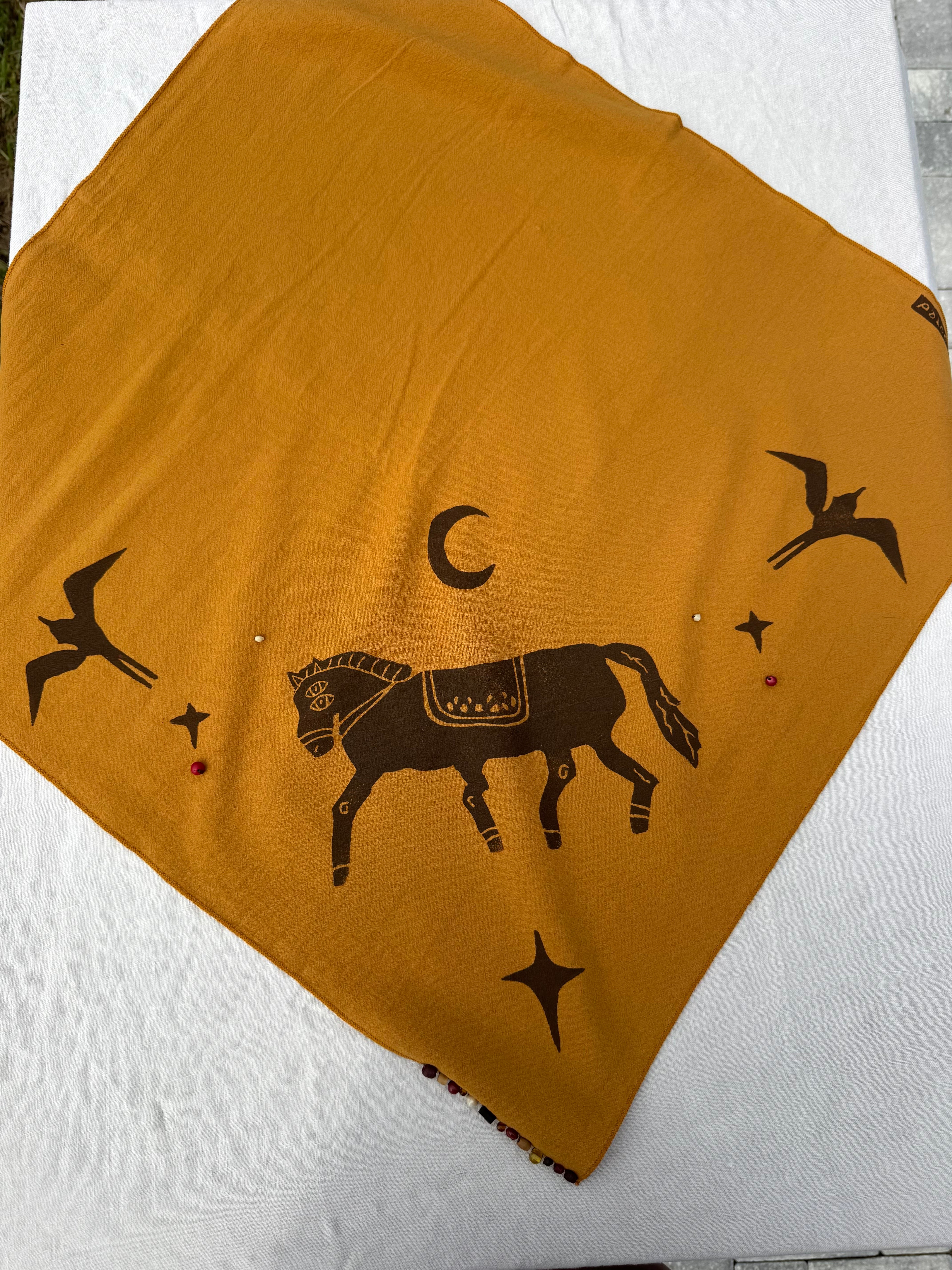 Mustard Yellow Bandana: Cosmic Horse