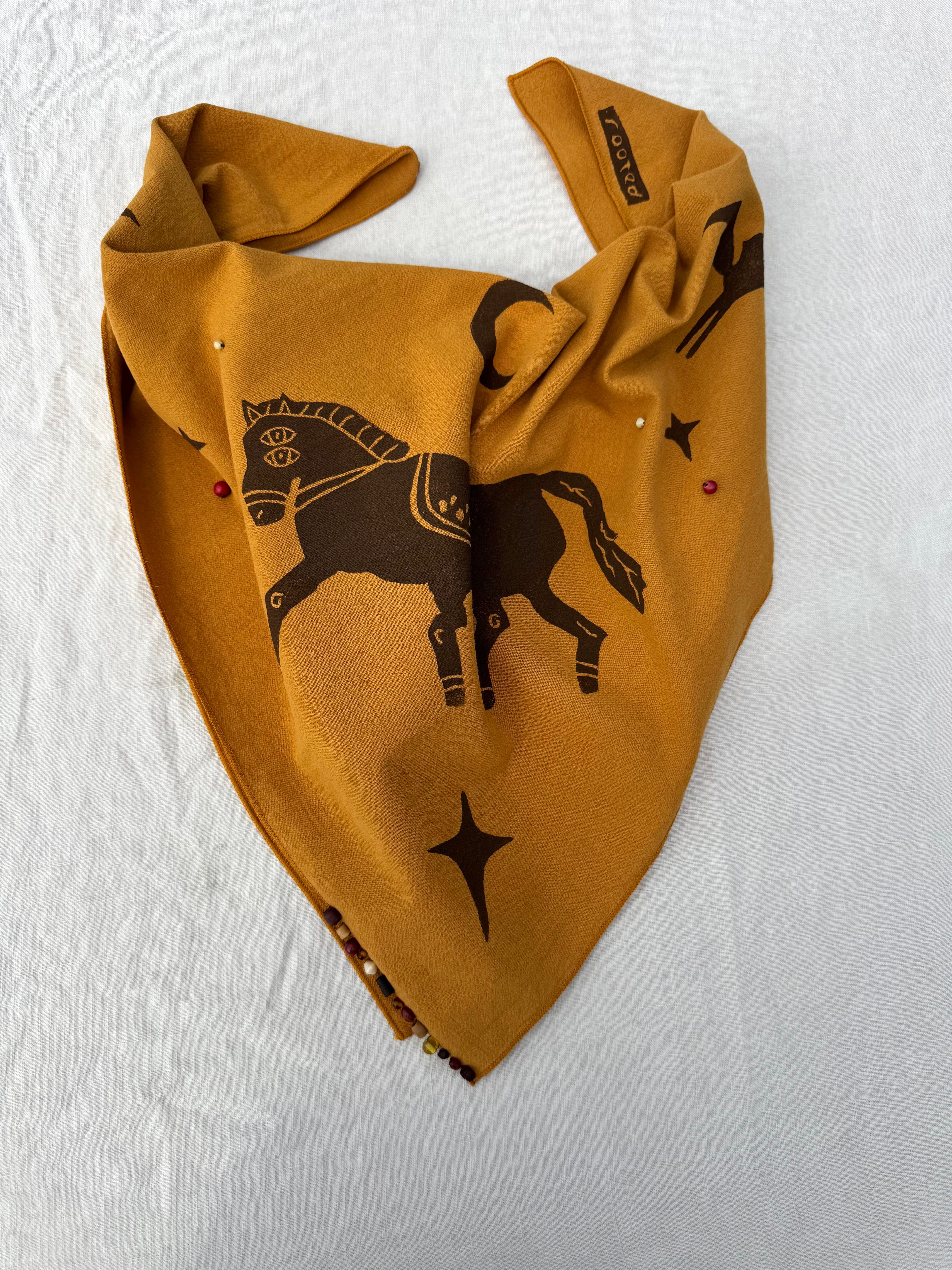 Mustard Yellow Bandana: Cosmic Horse