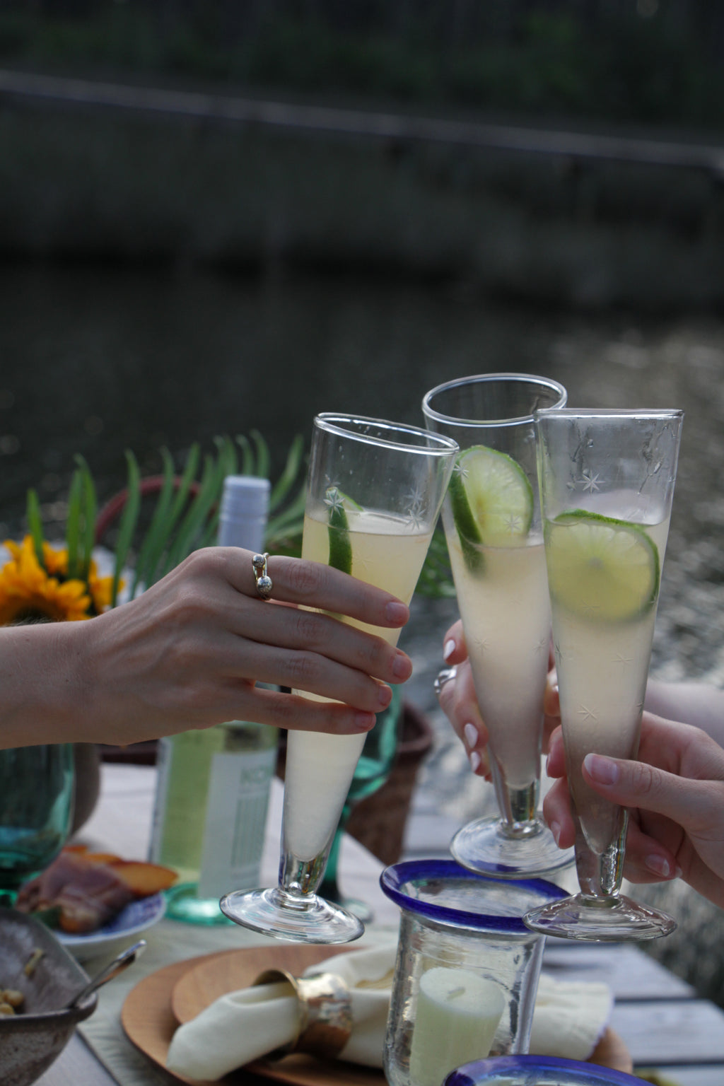 Star Etched Champagne Flutes