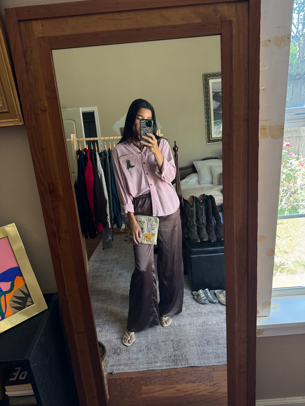 Pink Boots Button Down