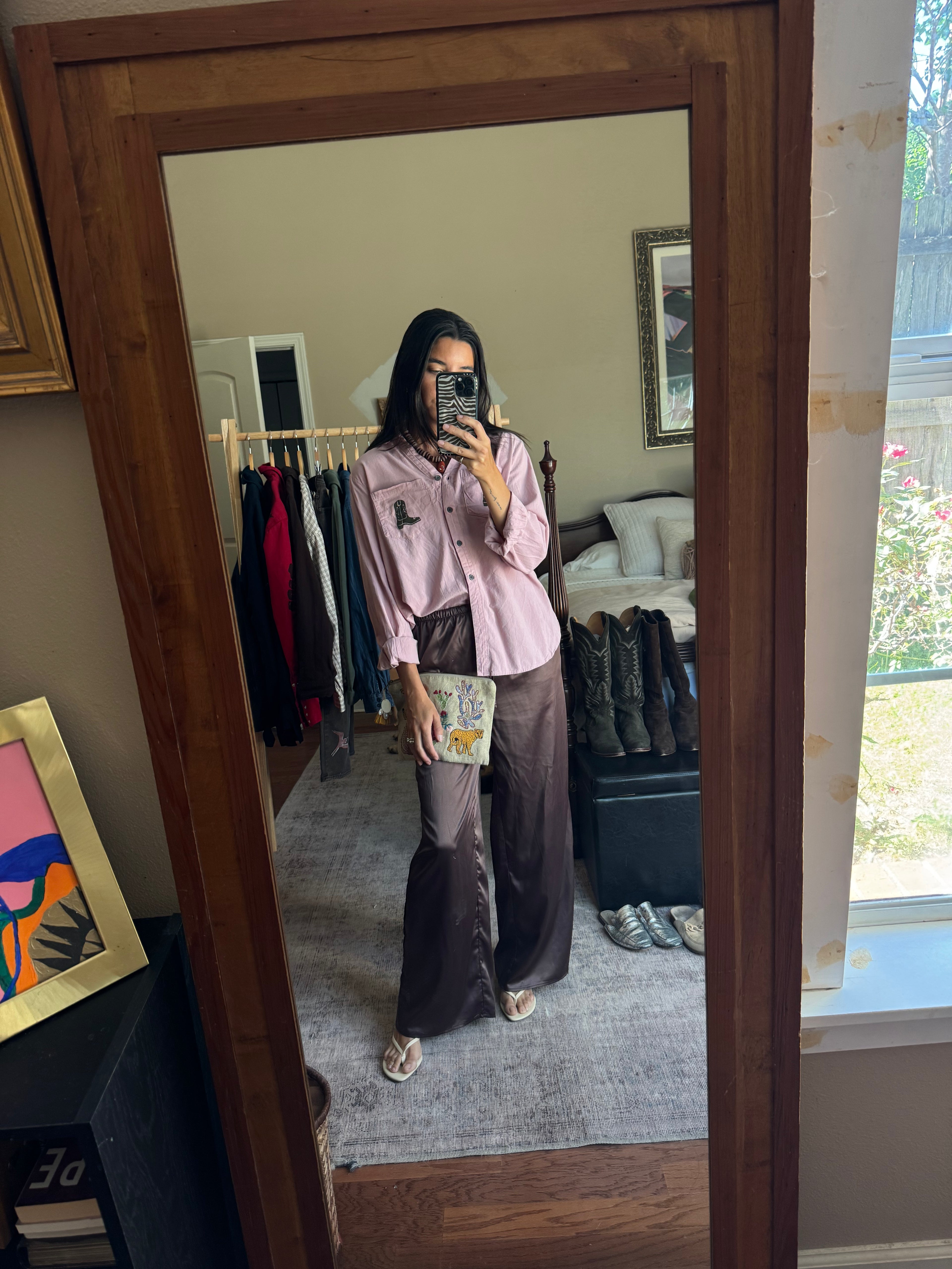 Pink Boots Button Down