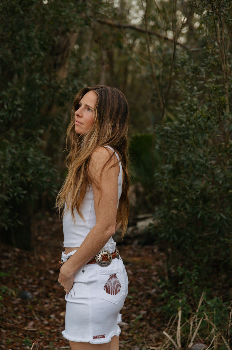 Samba White Denim Skirt