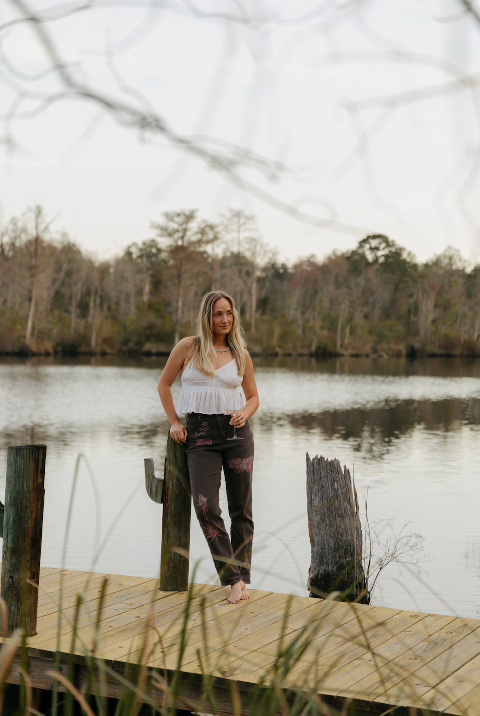 Red Patchwork Dark Denim