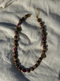 Vintage Wooden Bead Necklace - Red Florals