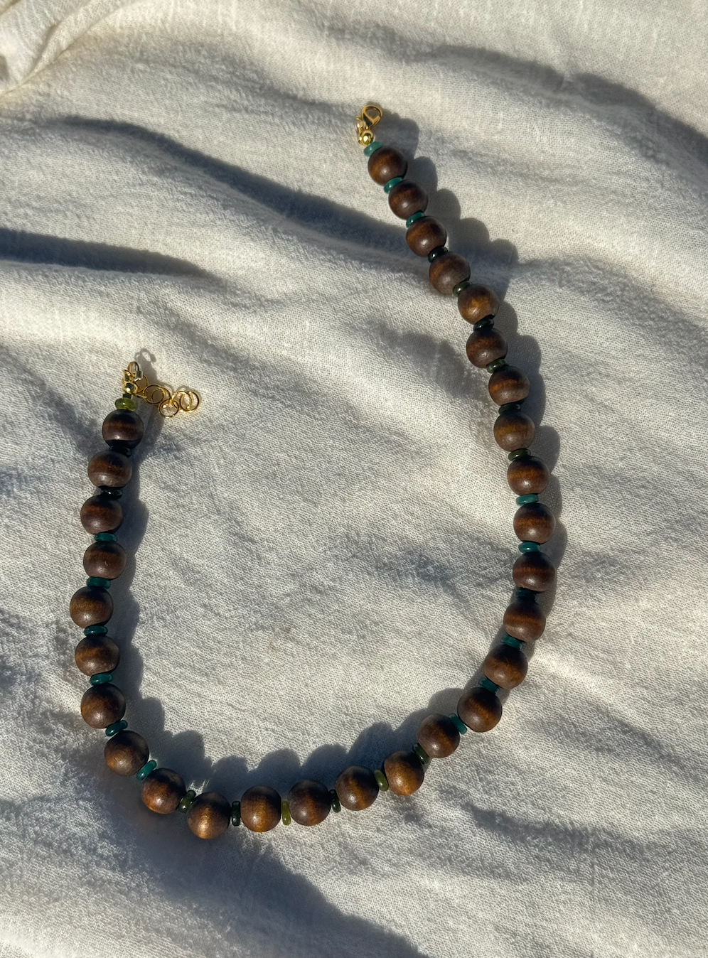 Vintage Wooden Bead Necklace - Jade Ombre