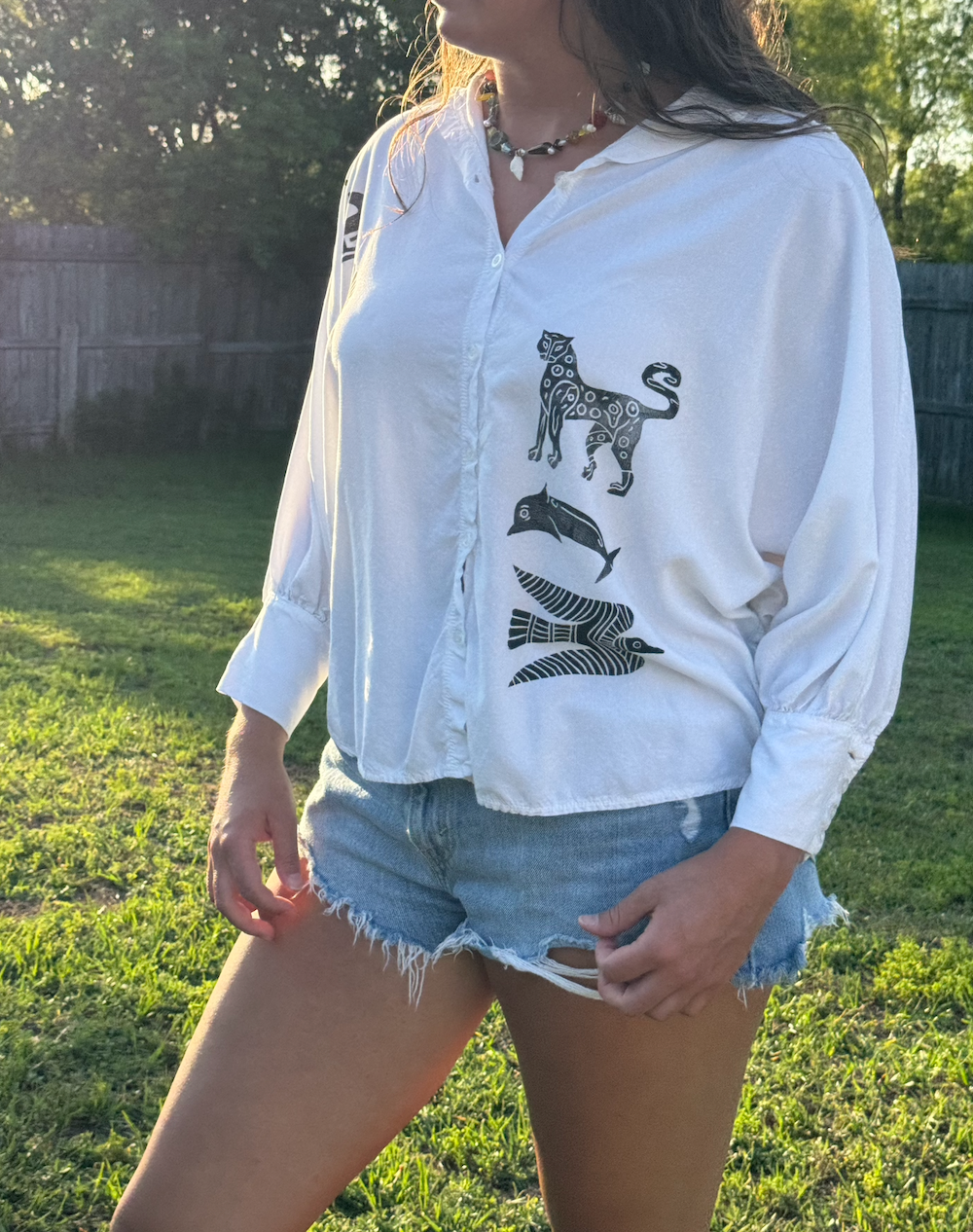 The Egyptian Series: White Dolman Button Up