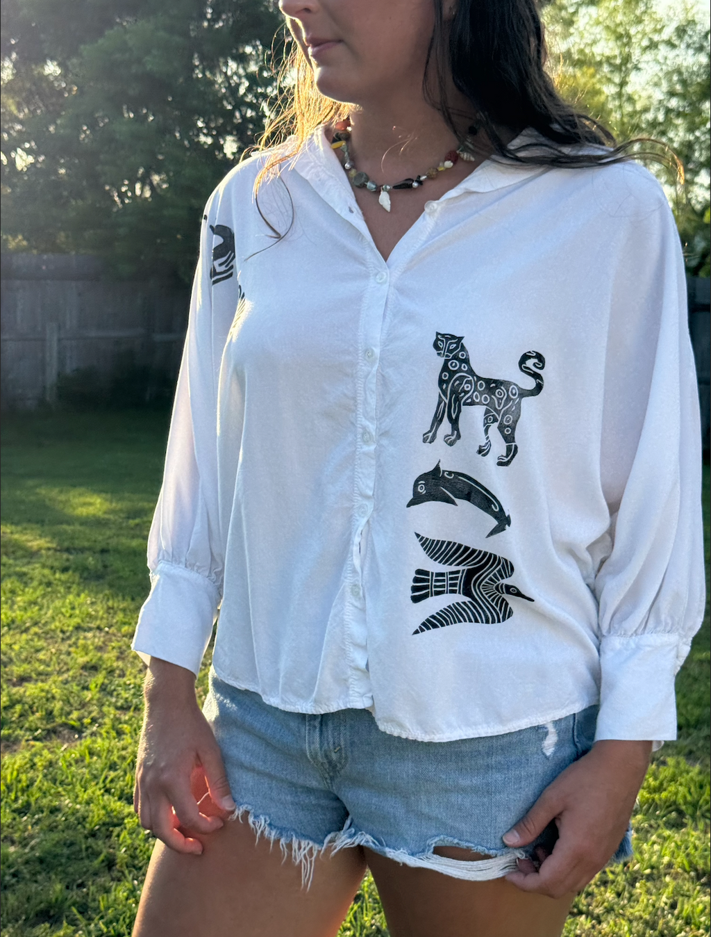 The Egyptian Series: White Dolman Button Up