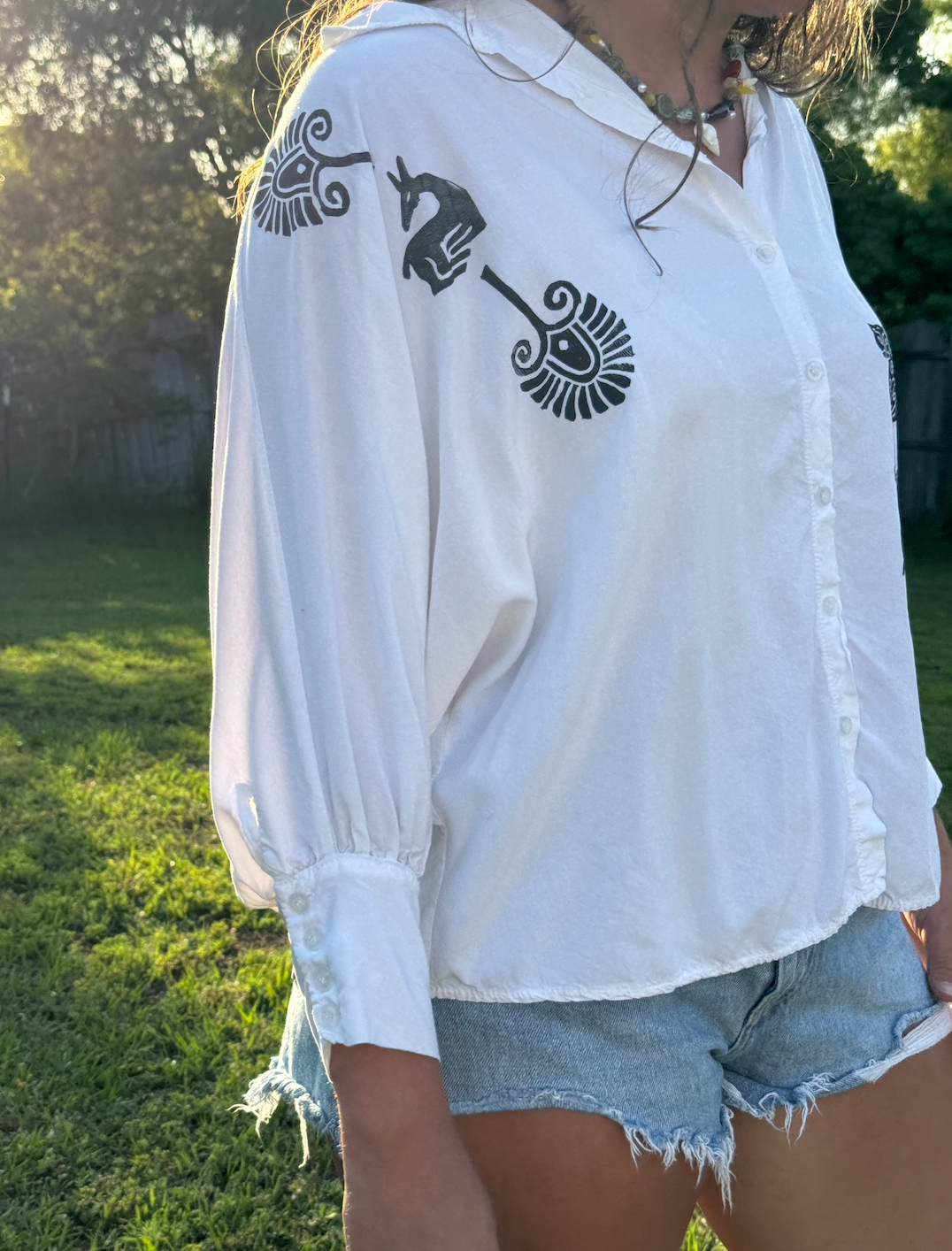 The Egyptian Series: White Dolman Button Up