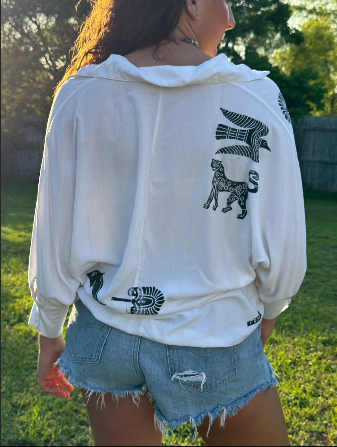 The Egyptian Series: White Dolman Button Up