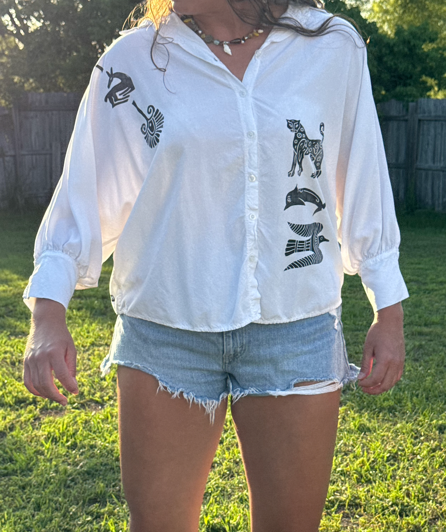 The Egyptian Series: White Dolman Button Up