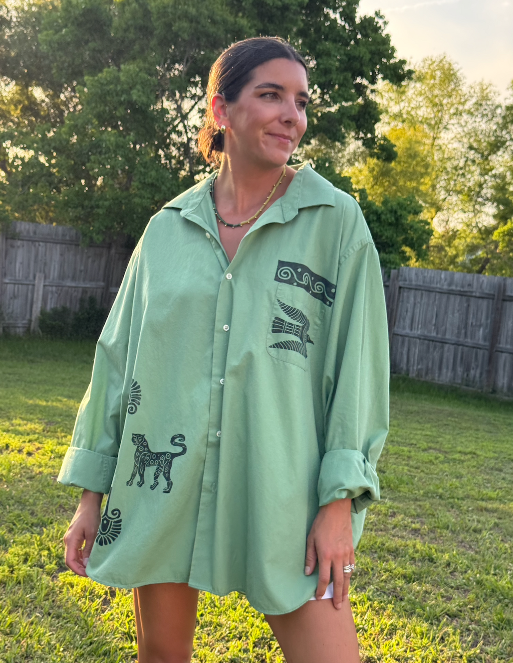 The Egyptian Series: Green Button Down