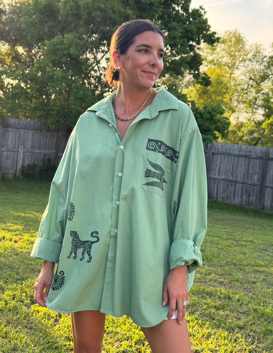 The Egyptian Series: Green Button Down