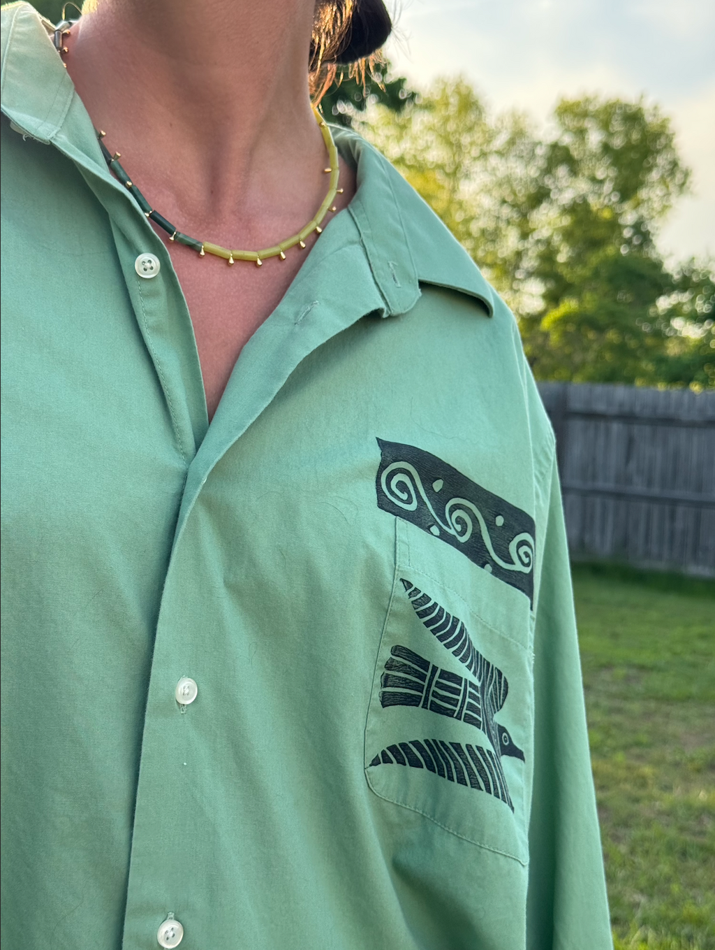 The Egyptian Series: Green Button Down